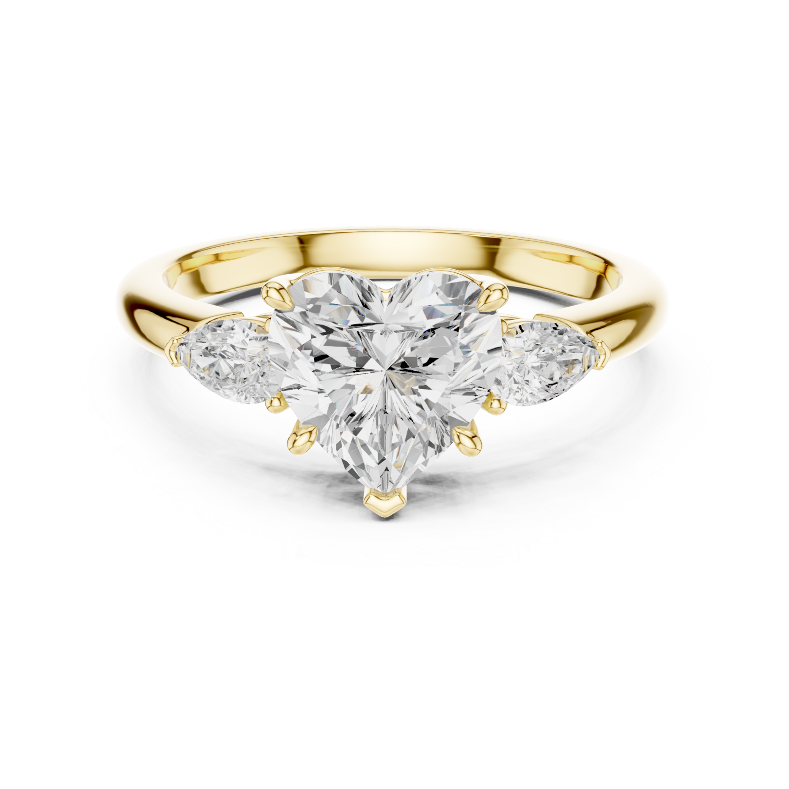  Gold Bliss Enchant Three Stone Ring Front View