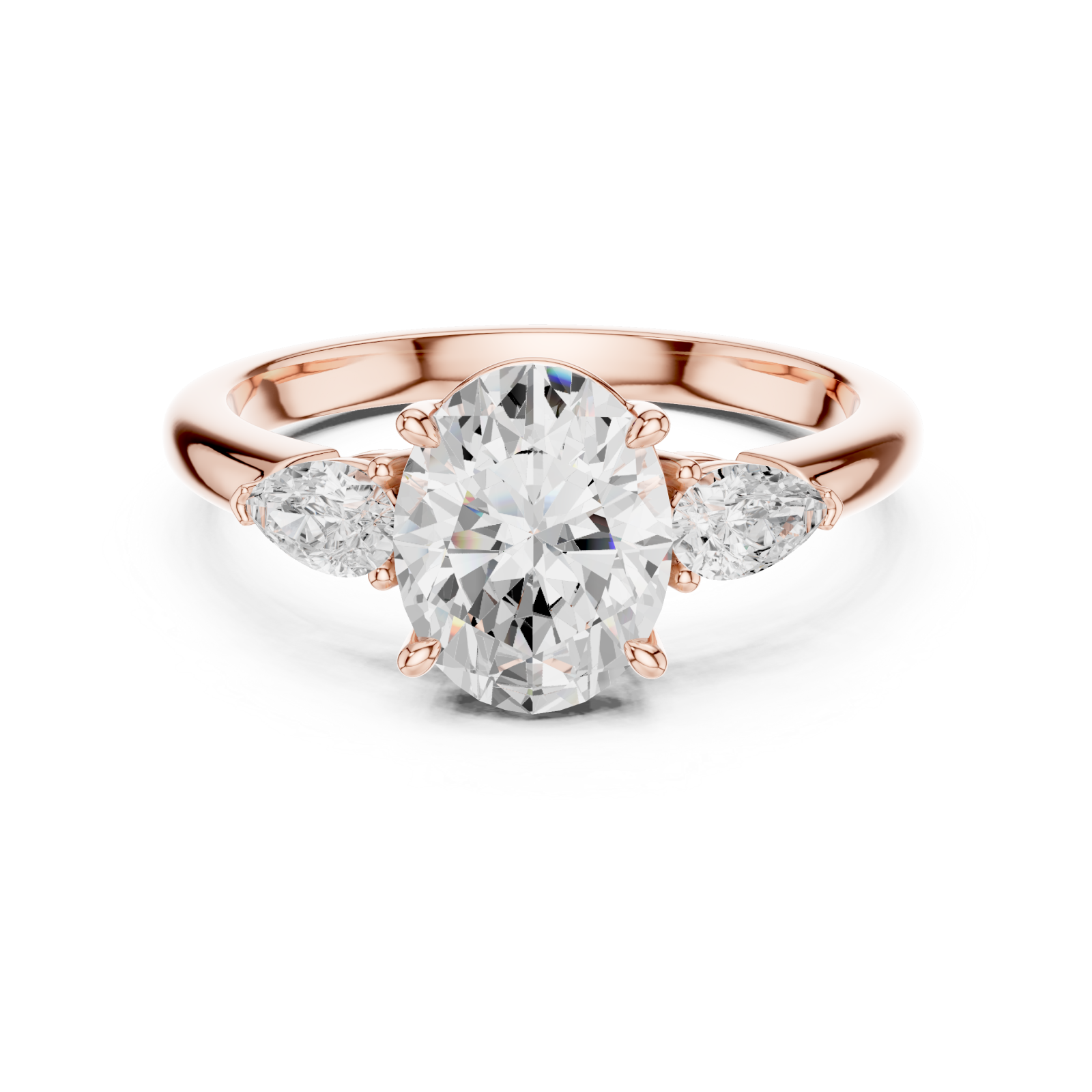  Rose Gold Oval Muse Statement Ring Front View