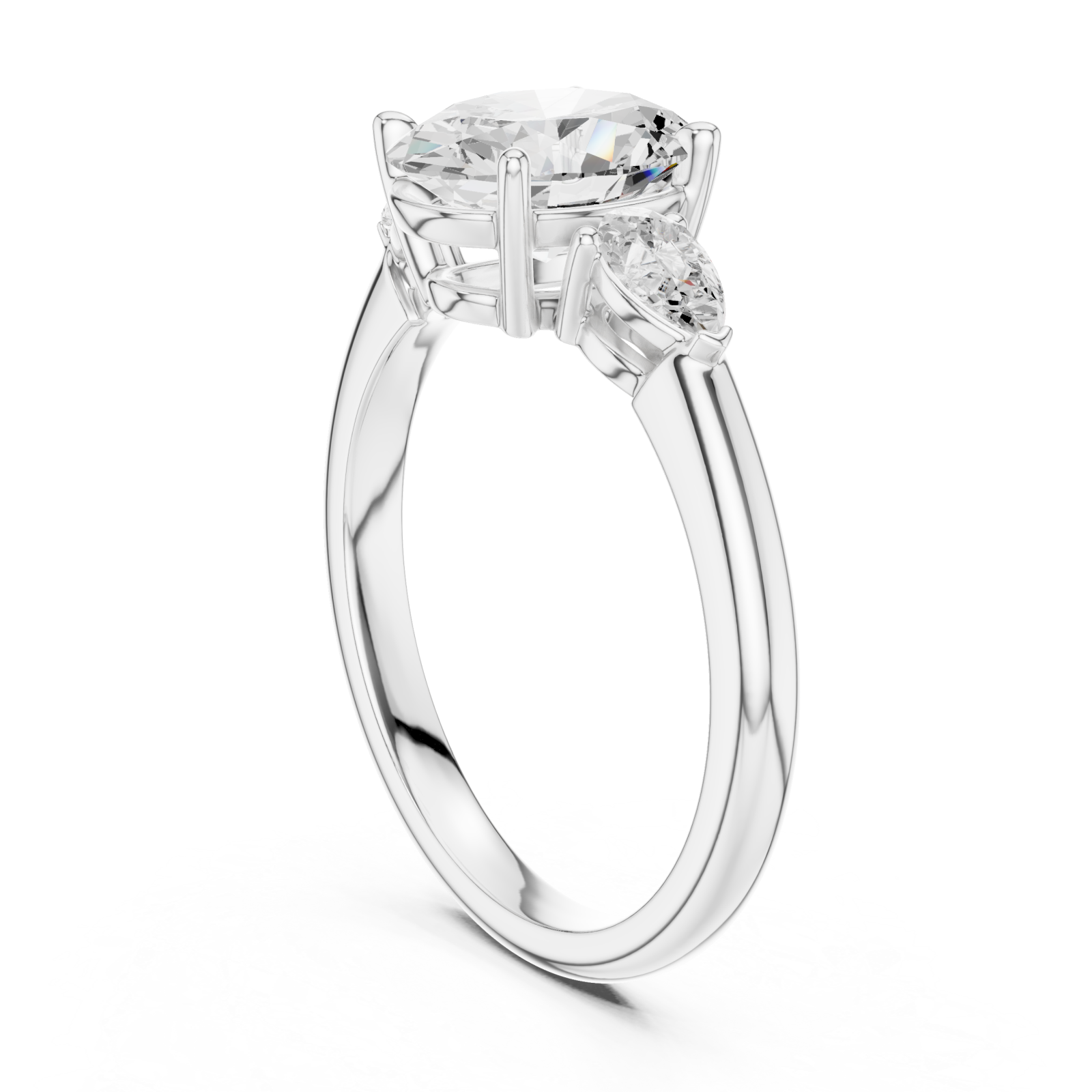  White Gold Oval Muse Statement Ring Left View