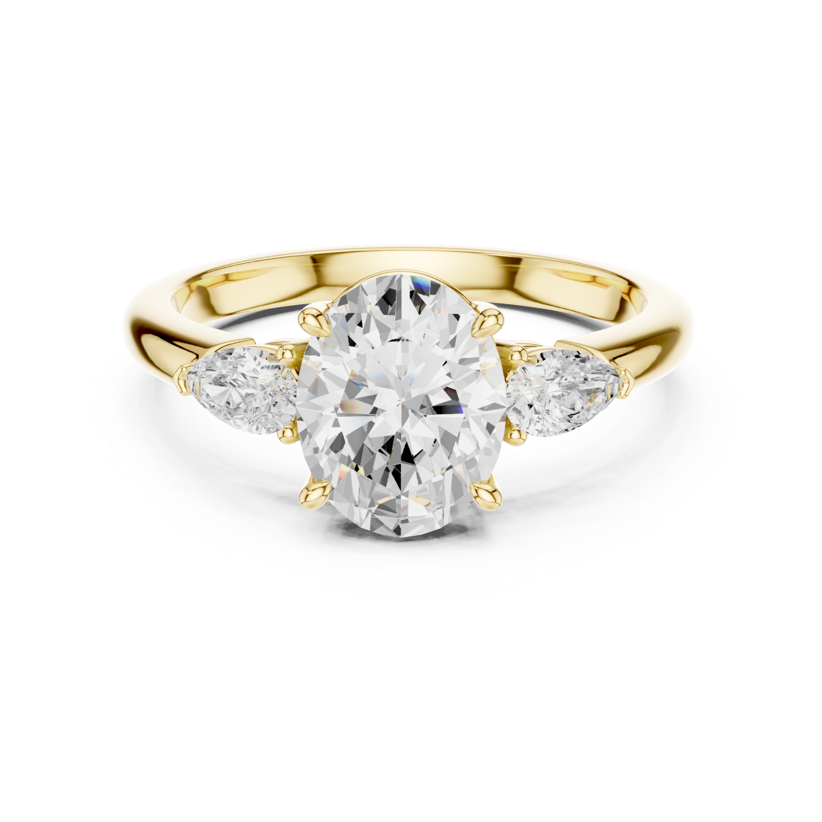  Gold Oval Muse Statement Ring Front View