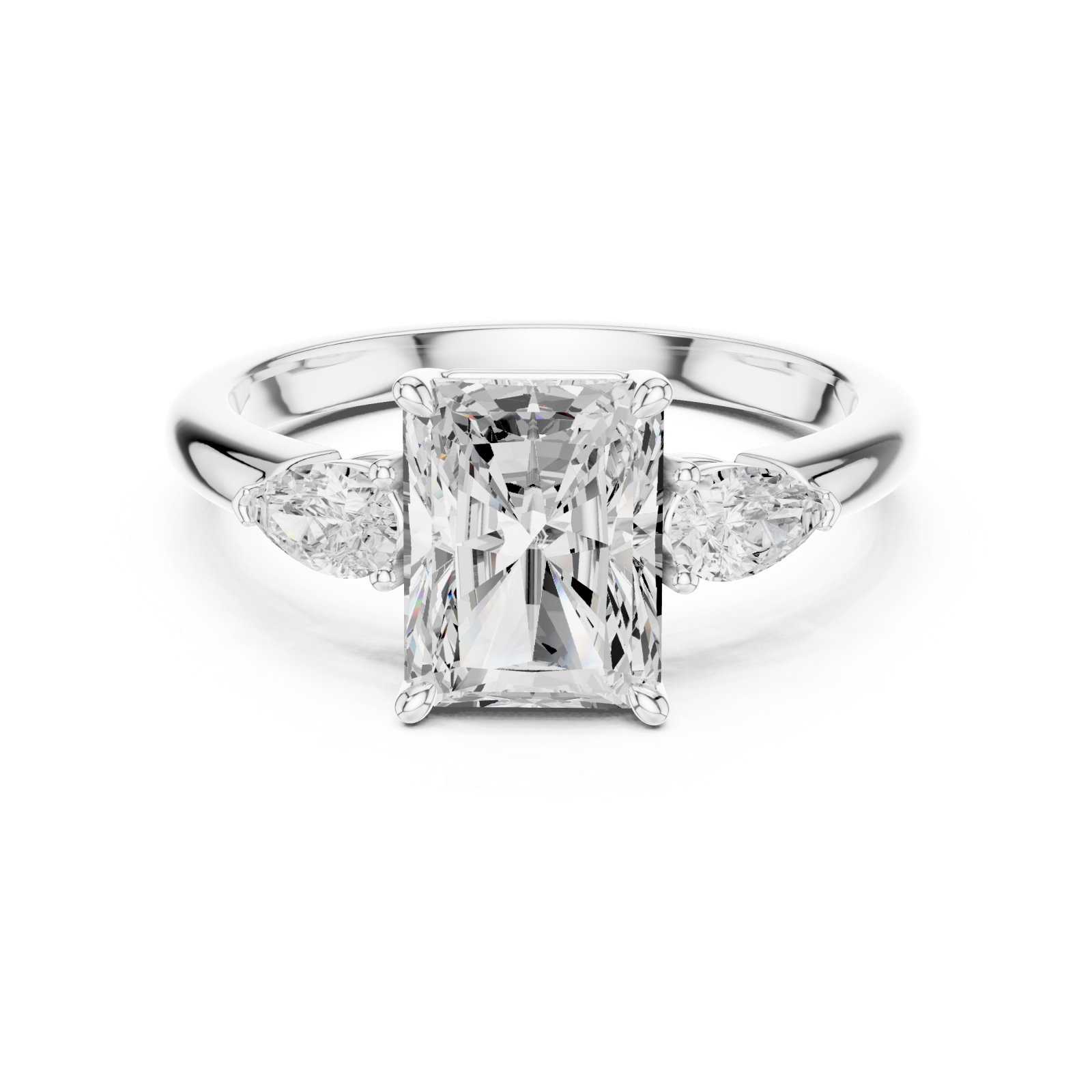  White Gold Radiant Prism Embrace Ring Front View