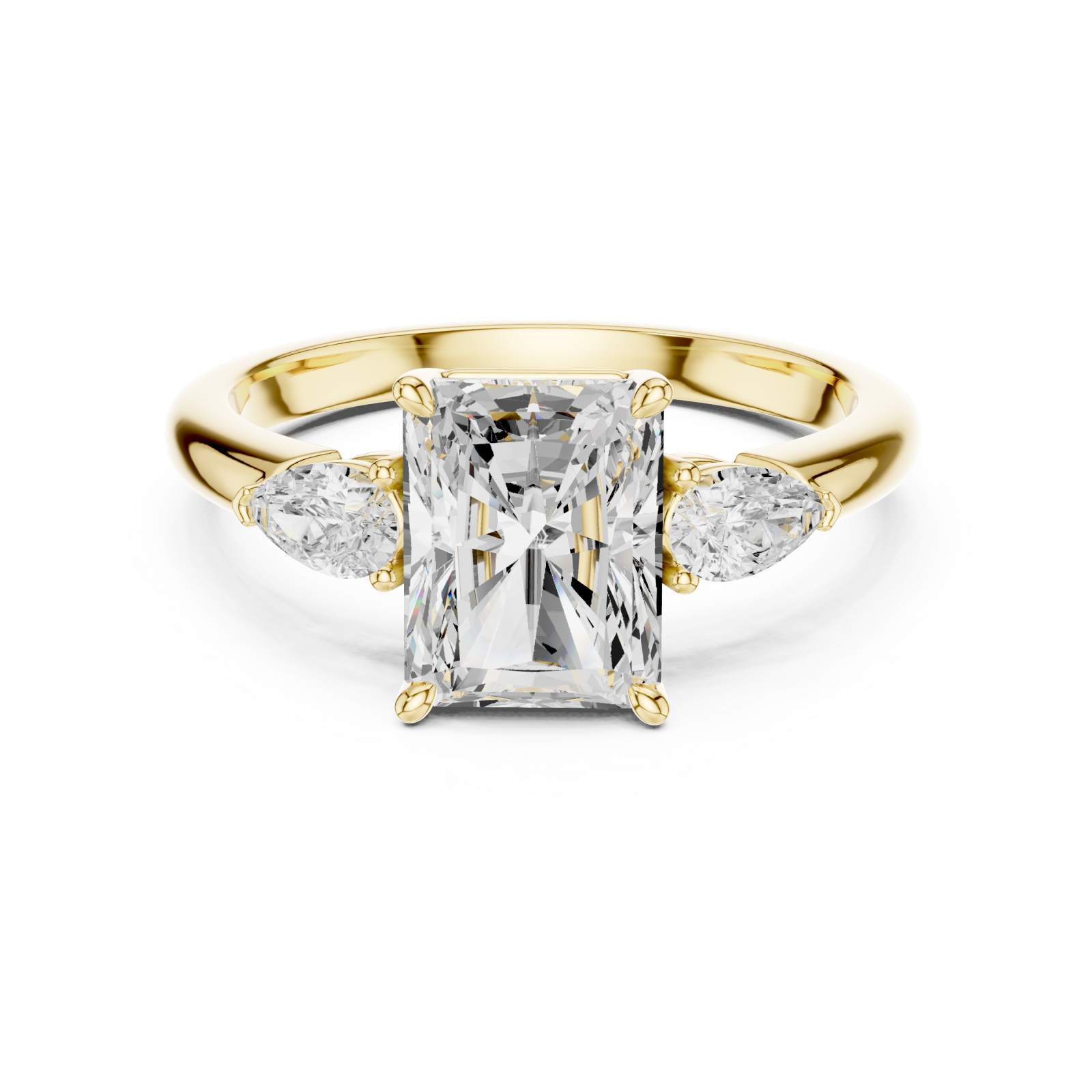  Gold Radiant Prism Embrace Ring Front View