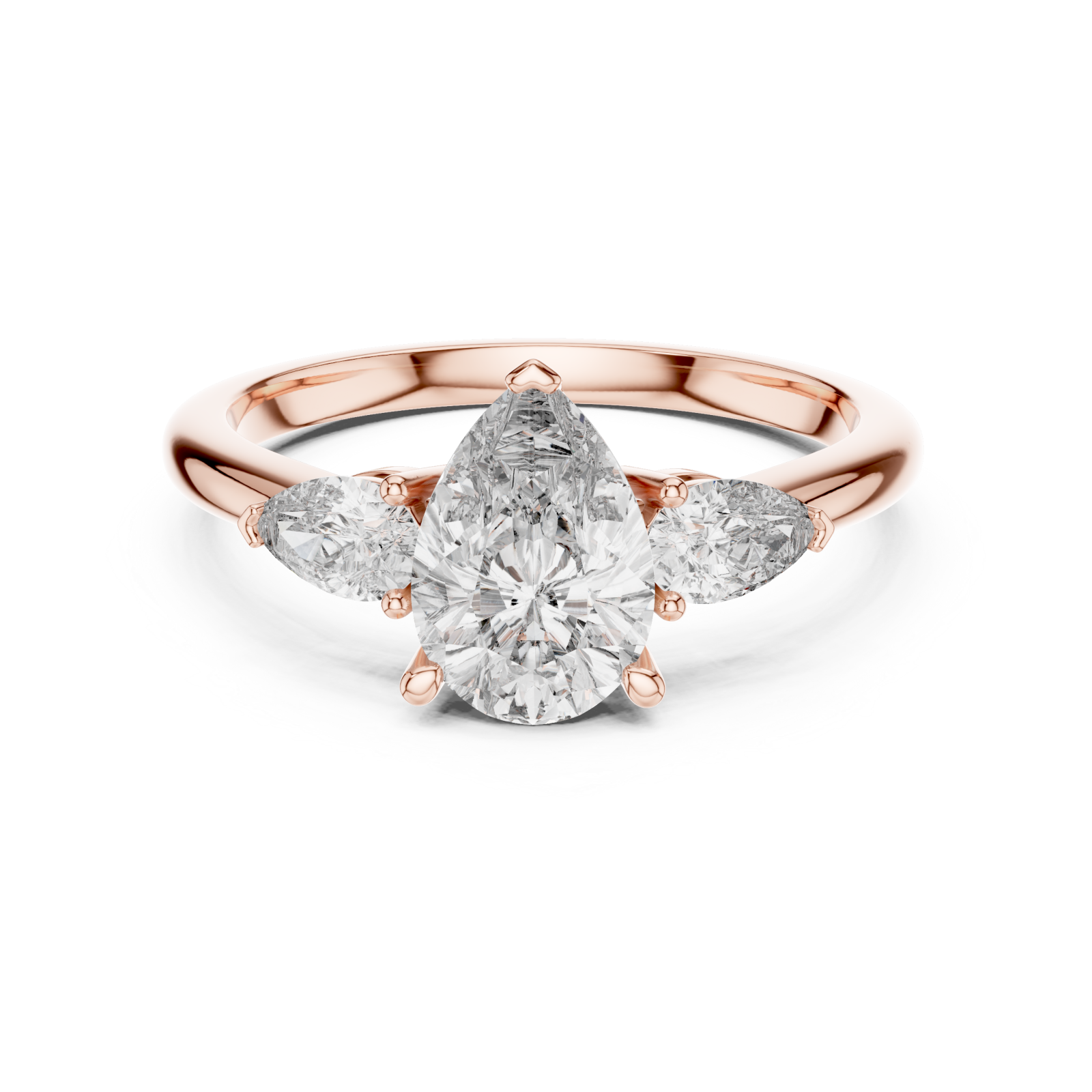  Rose Gold Graceful Embrace Solitaire Ring Front View
