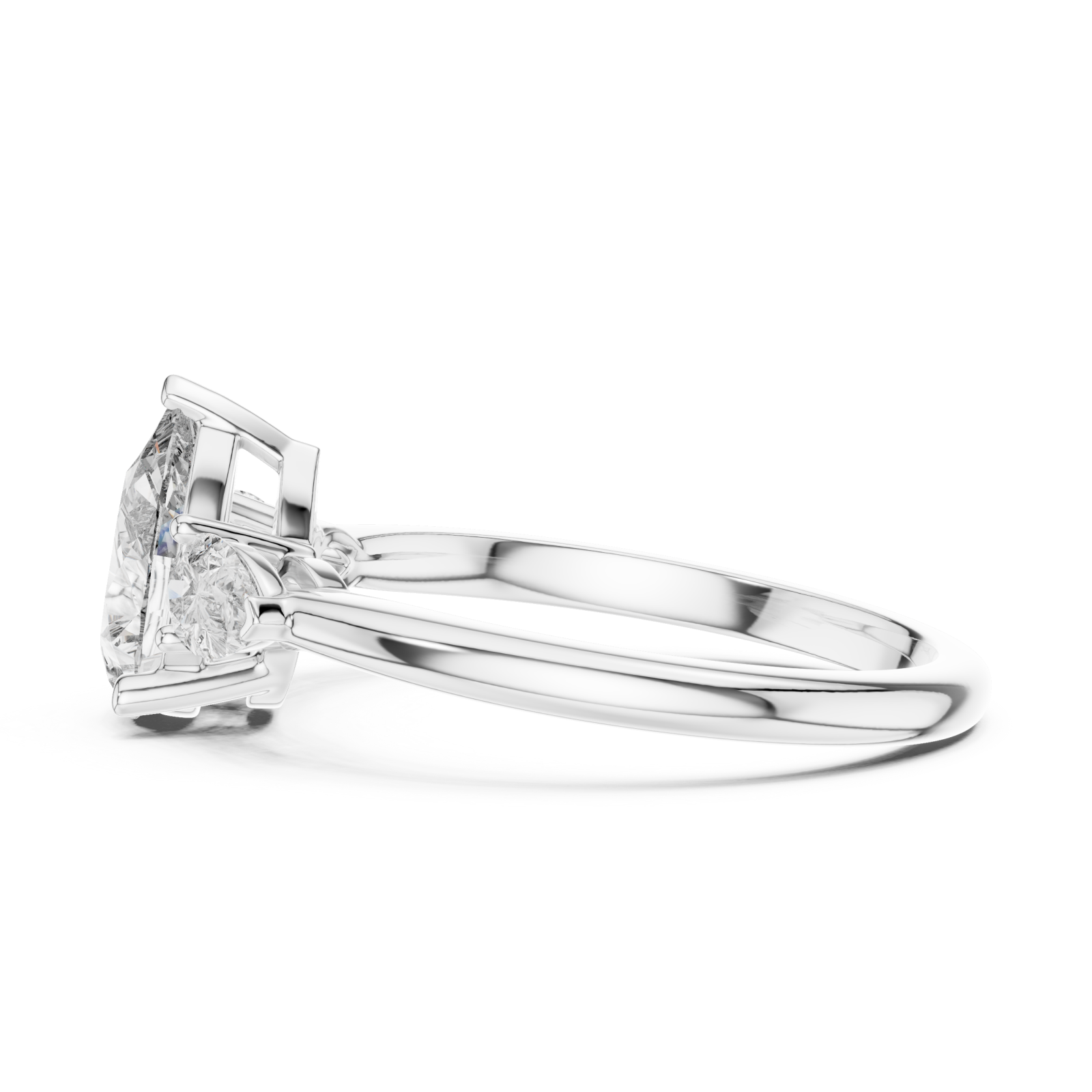  White Gold Graceful Embrace Solitaire Ring Side View