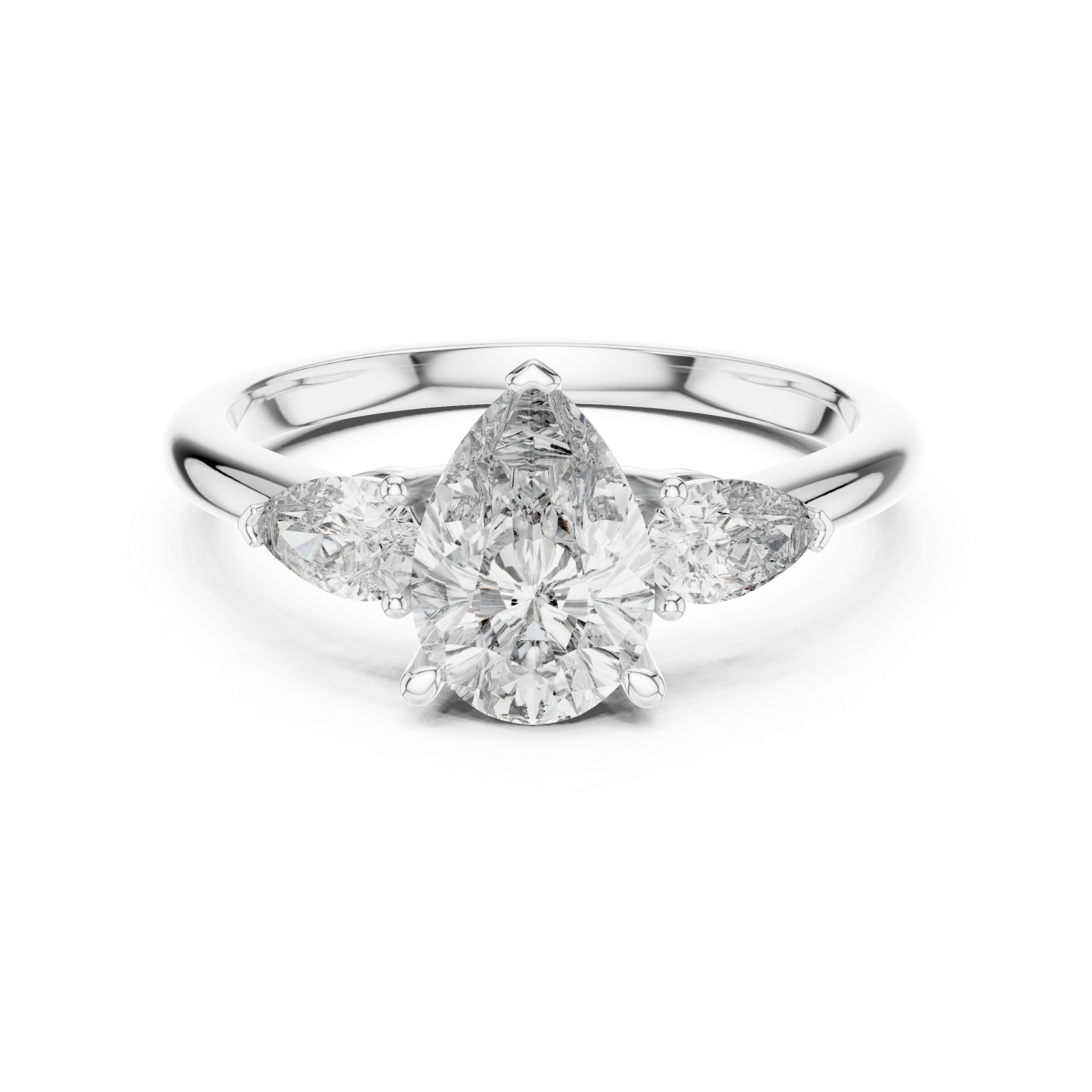  White Gold Graceful Embrace Solitaire Ring Front View