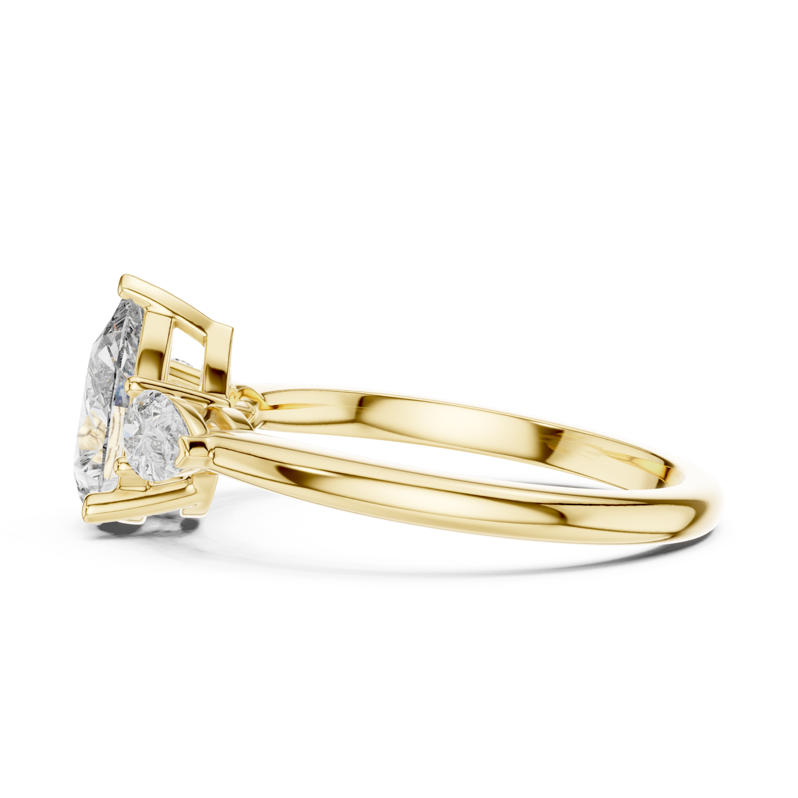  Gold Graceful Embrace Solitaire Ring Side View