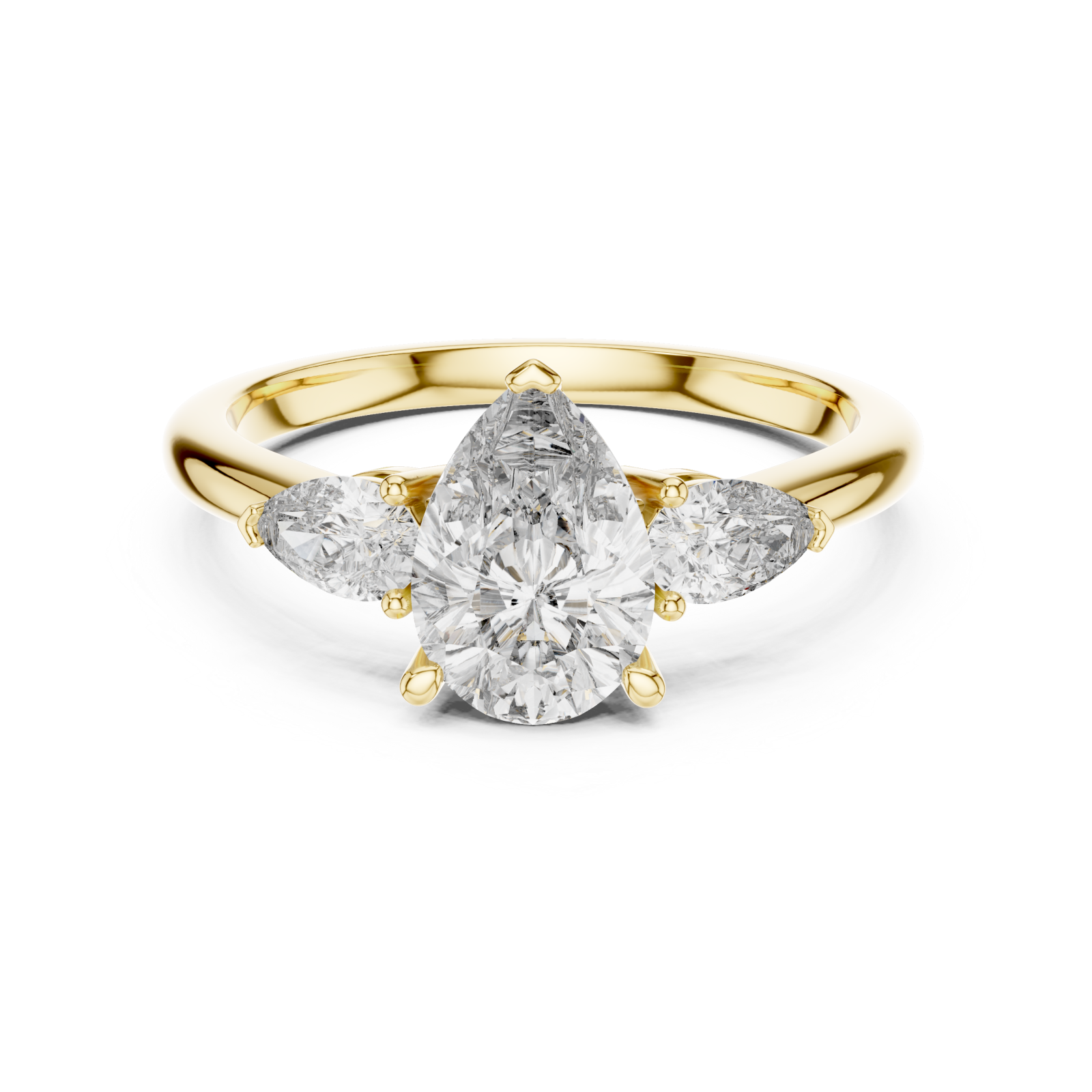  Gold Graceful Embrace Solitaire Ring Front View