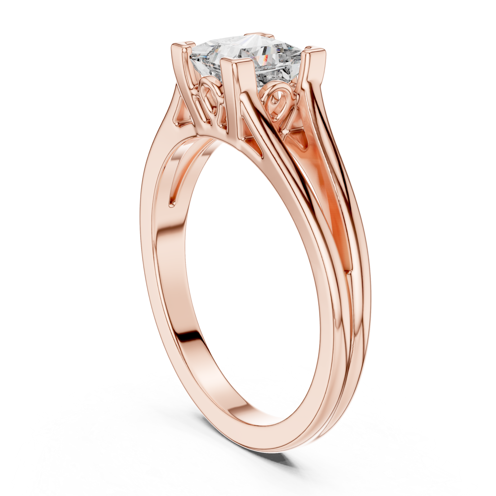  Rose Gold Celestial Grace Solitaire Ring Left View