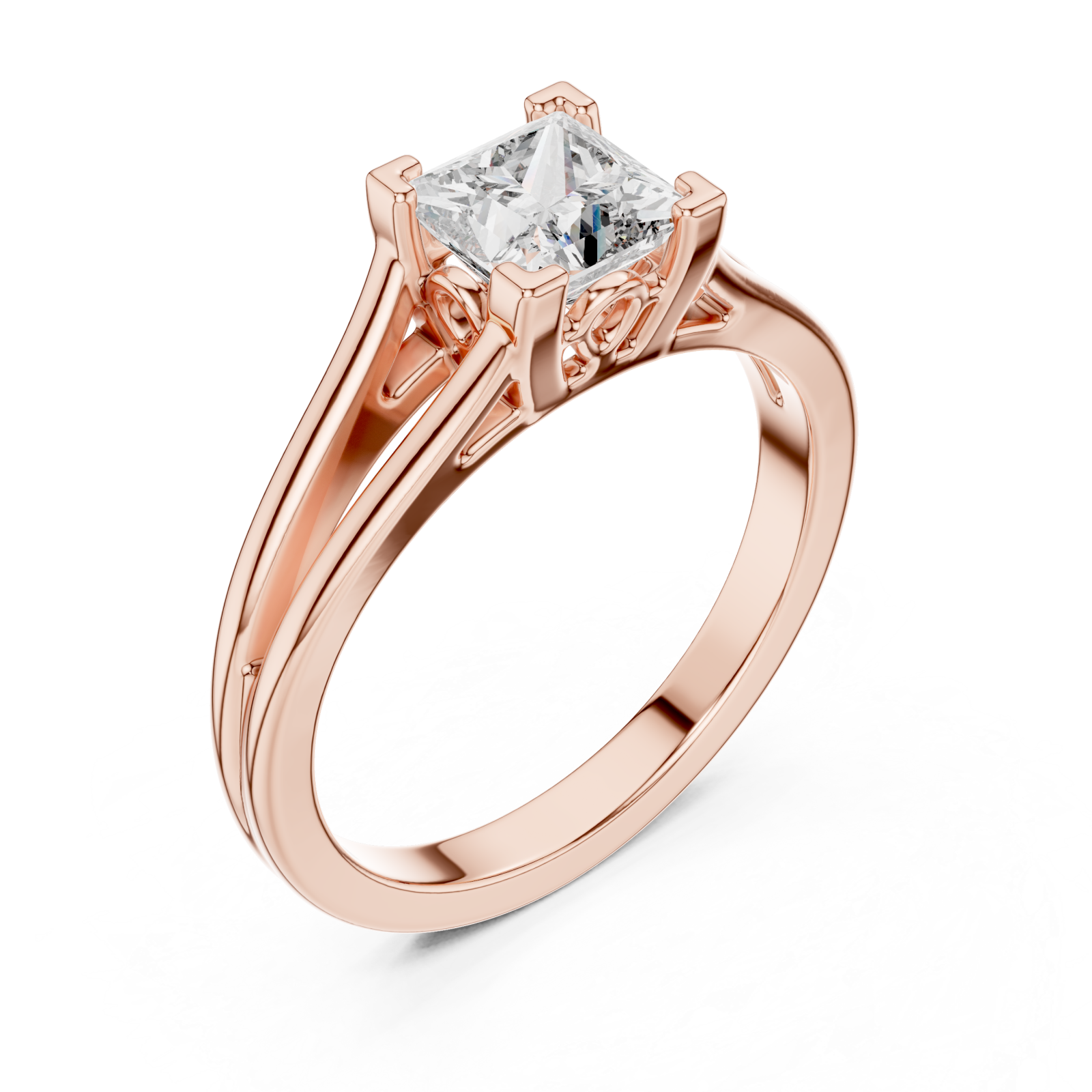  Rose Gold Celestial Grace Solitaire Ring Right View