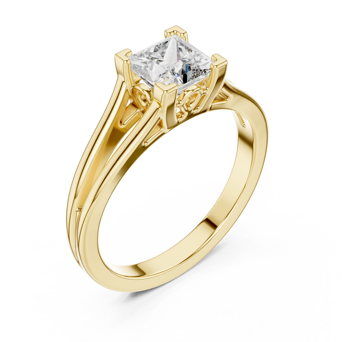 Gold Celestial Grace Solitaire Ring Right View