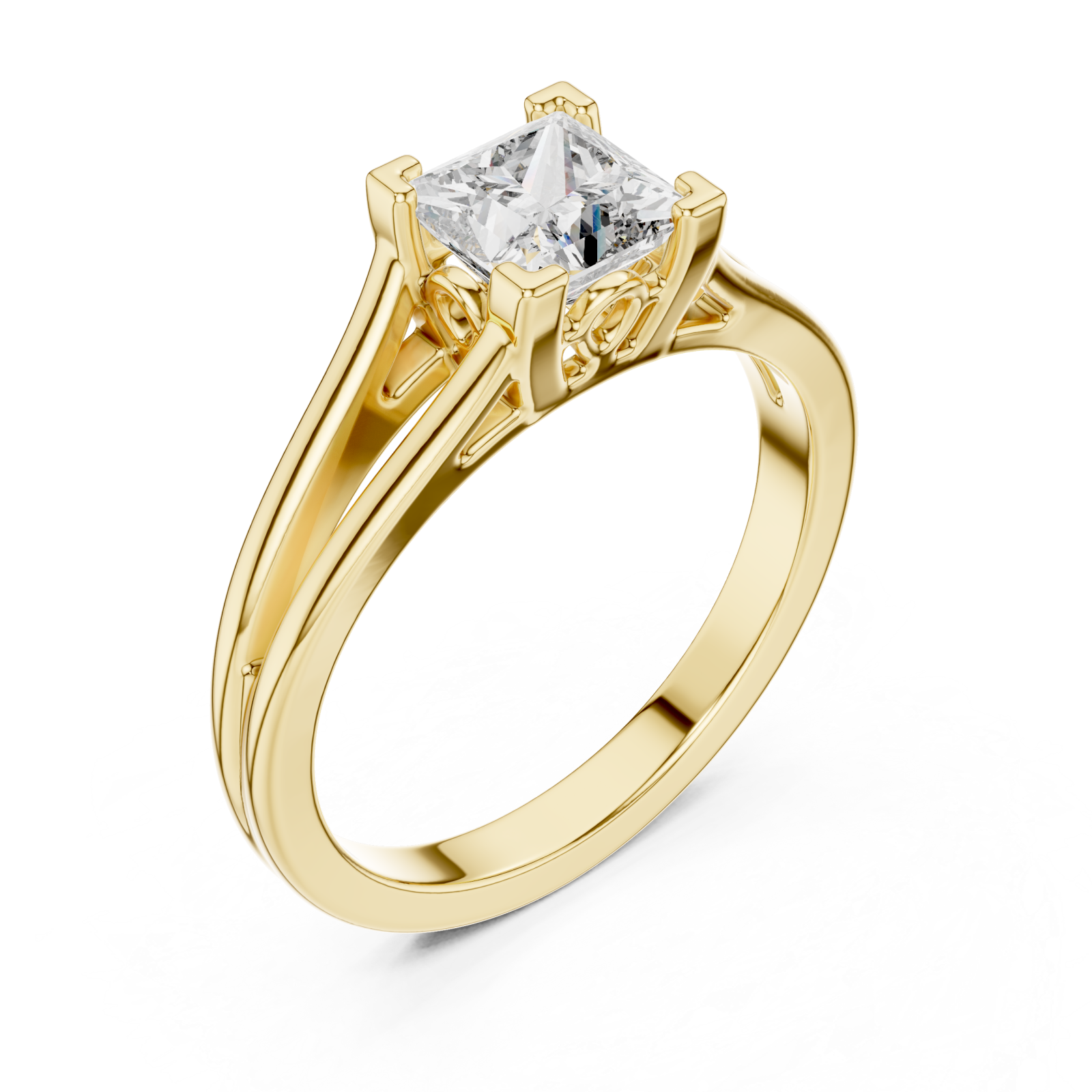 Gold Celestial Grace Solitaire Ring Right View