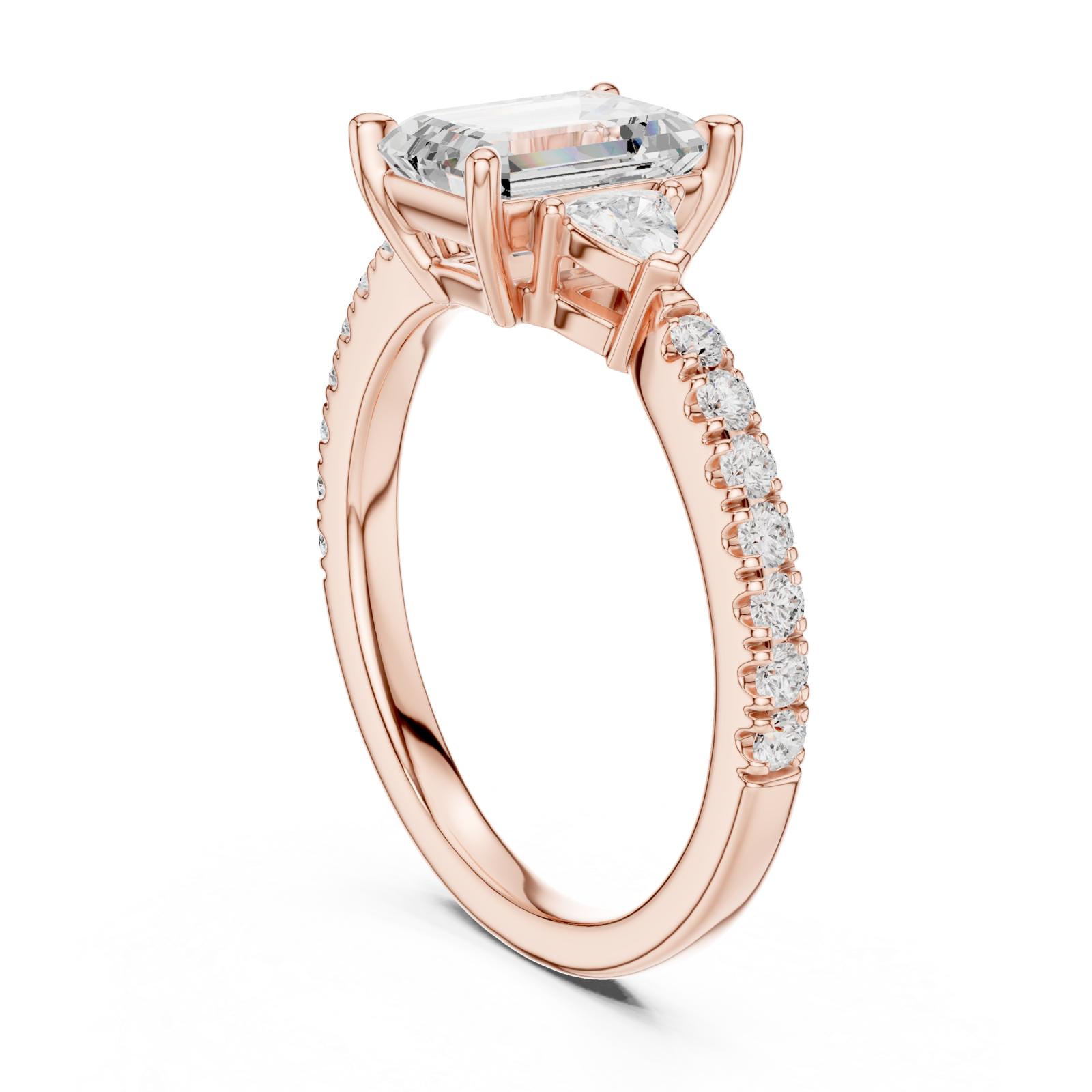  Rose Gold Starlit Cascade Engagement Ring Left View
