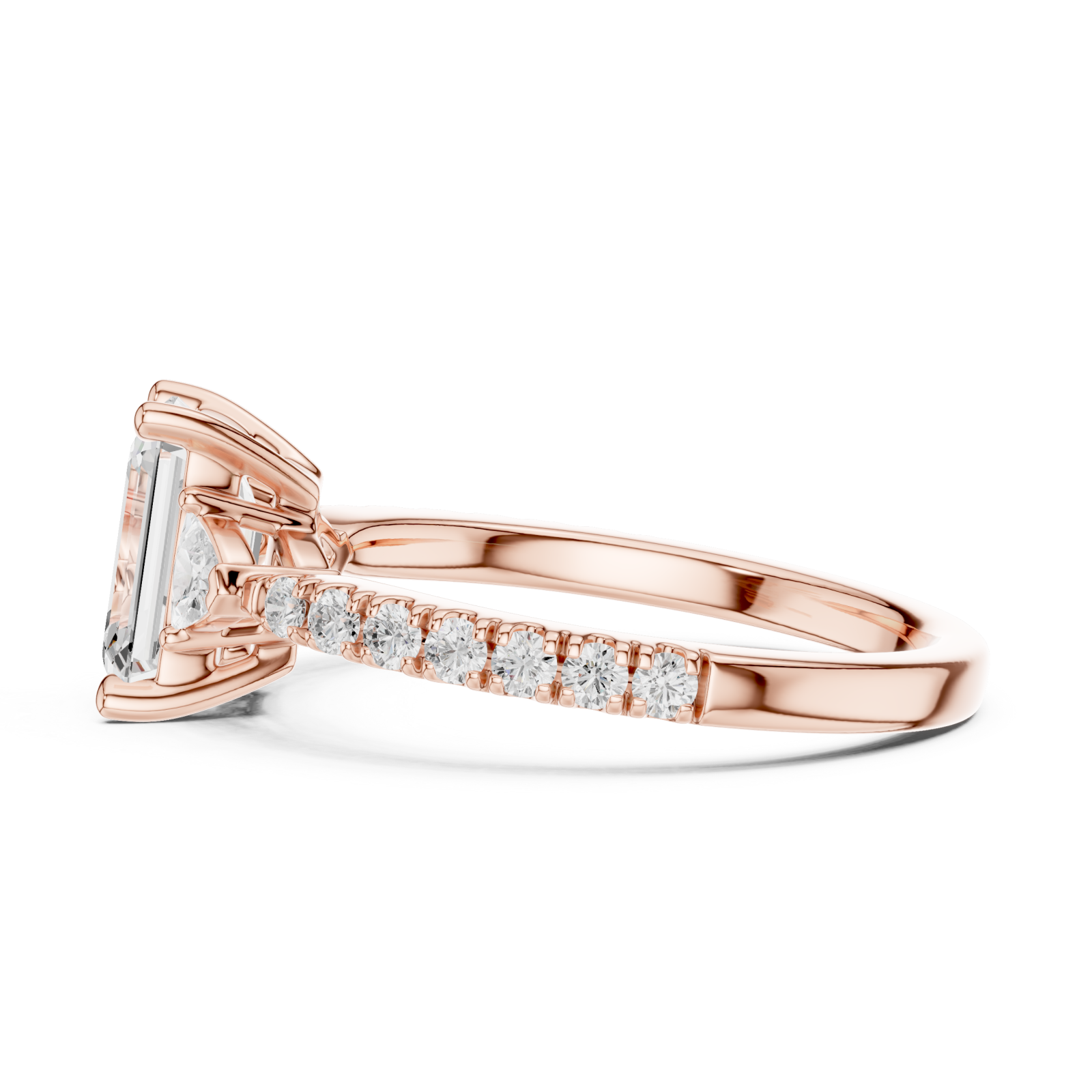  Rose Gold Starlit Cascade Engagement Ring Side View