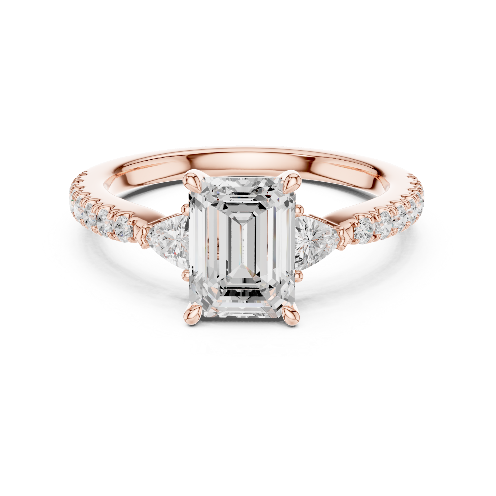  Rose Gold Starlit Cascade Engagement Ring Front View