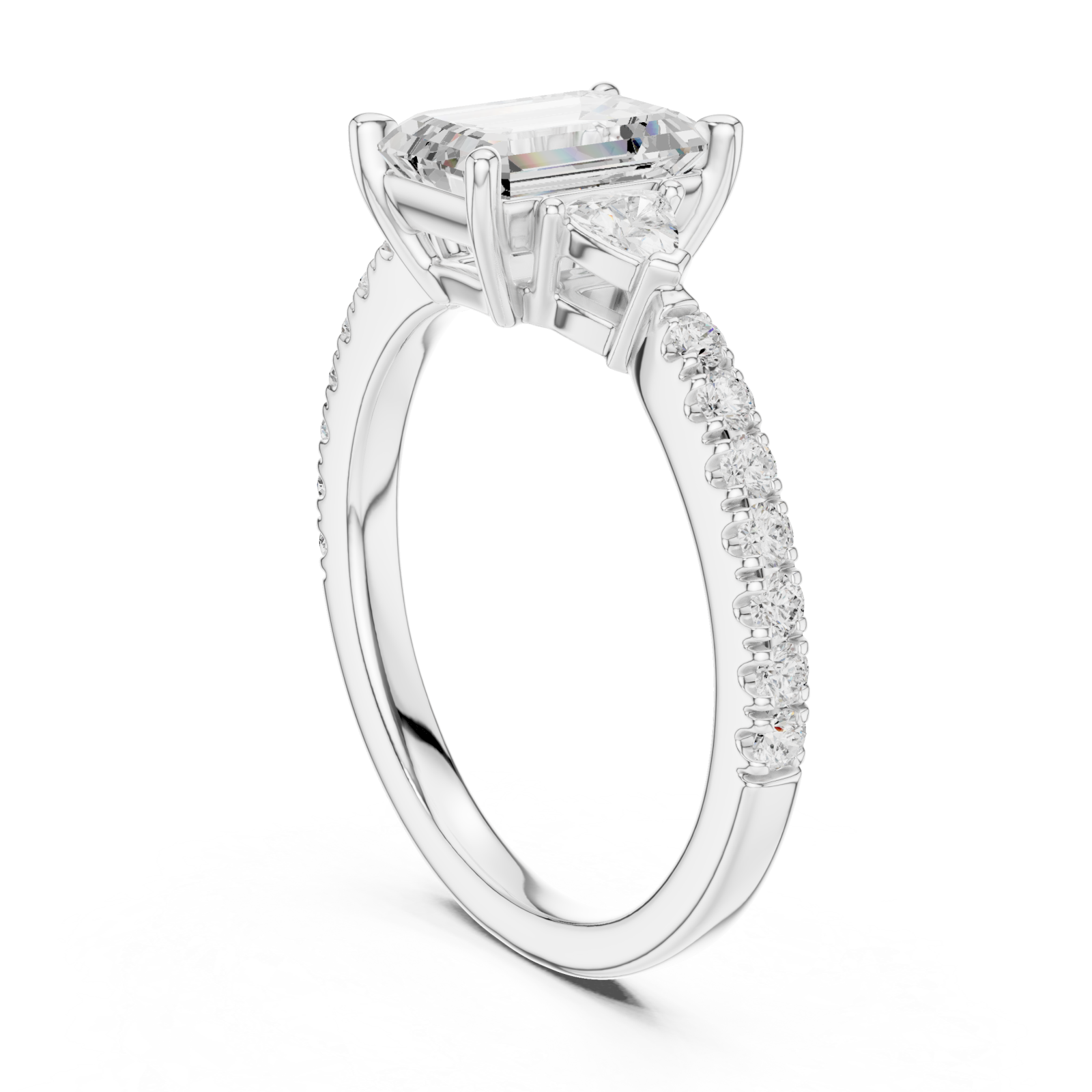  White Gold Starlit Cascade Engagement Ring Left View