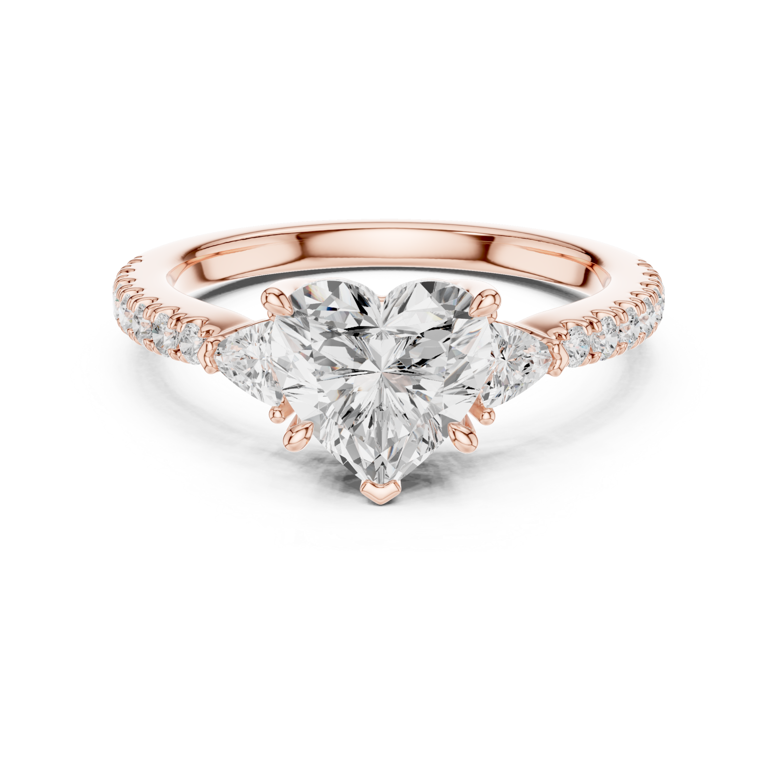  Rose Gold Harmony Trio Embrace Ring Front View