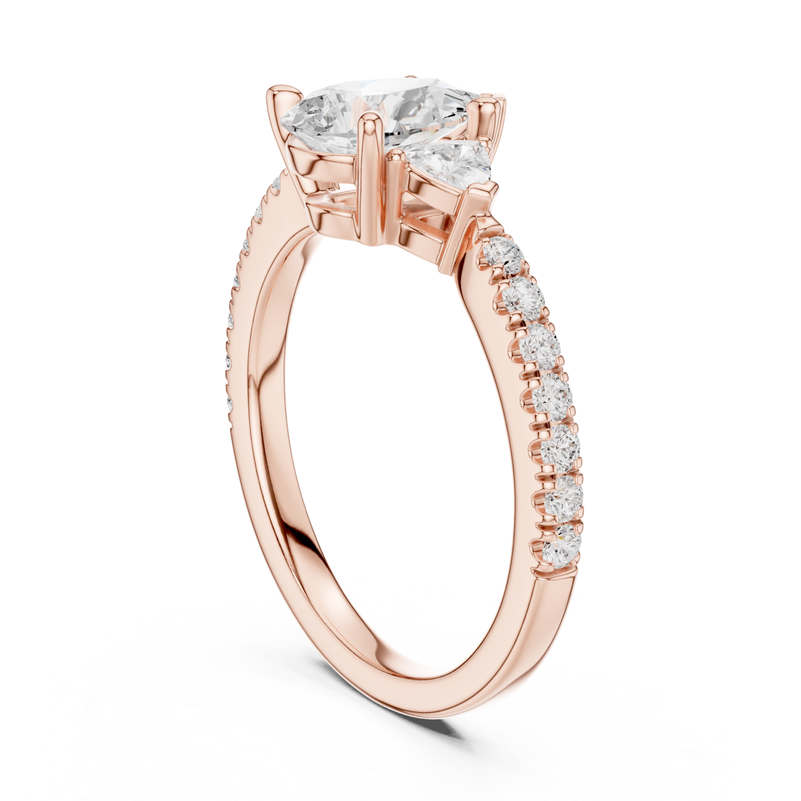  Rose Gold Radiant Pear Duet Ring Left View
