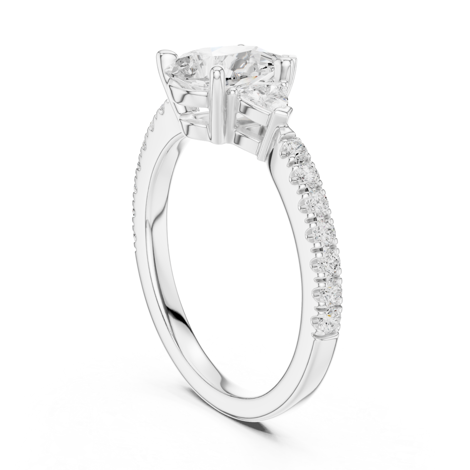  White Gold Radiant Pear Duet Ring Left View