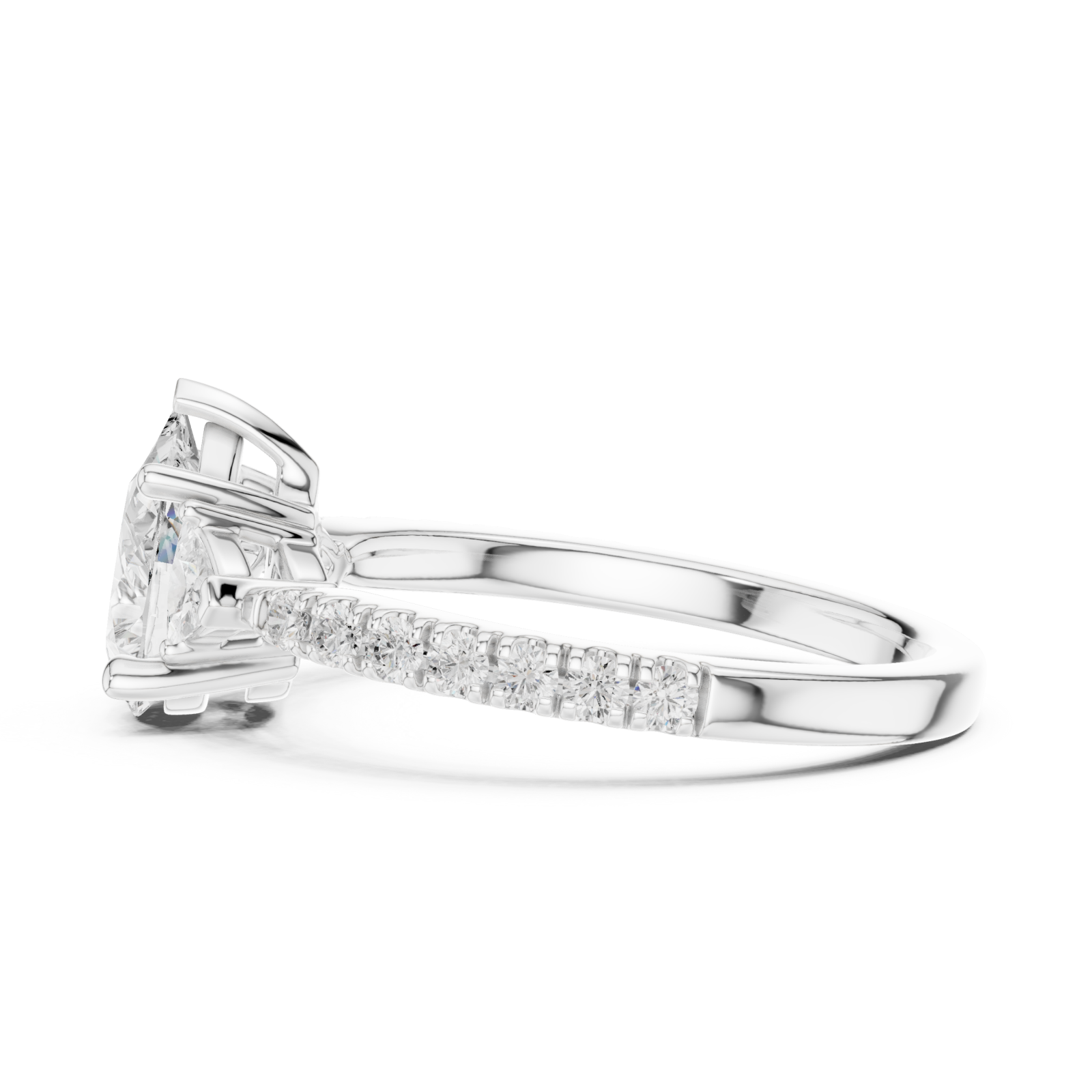  White Gold Radiant Pear Duet Ring Side View