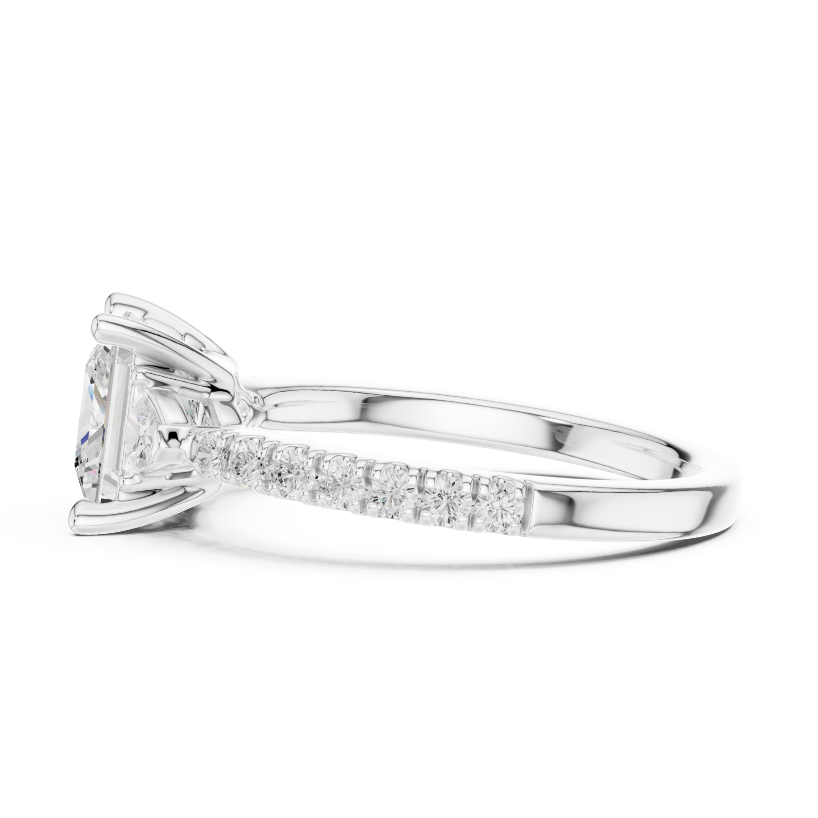  White Gold Opulent Radiance Halo Band Ring Side View