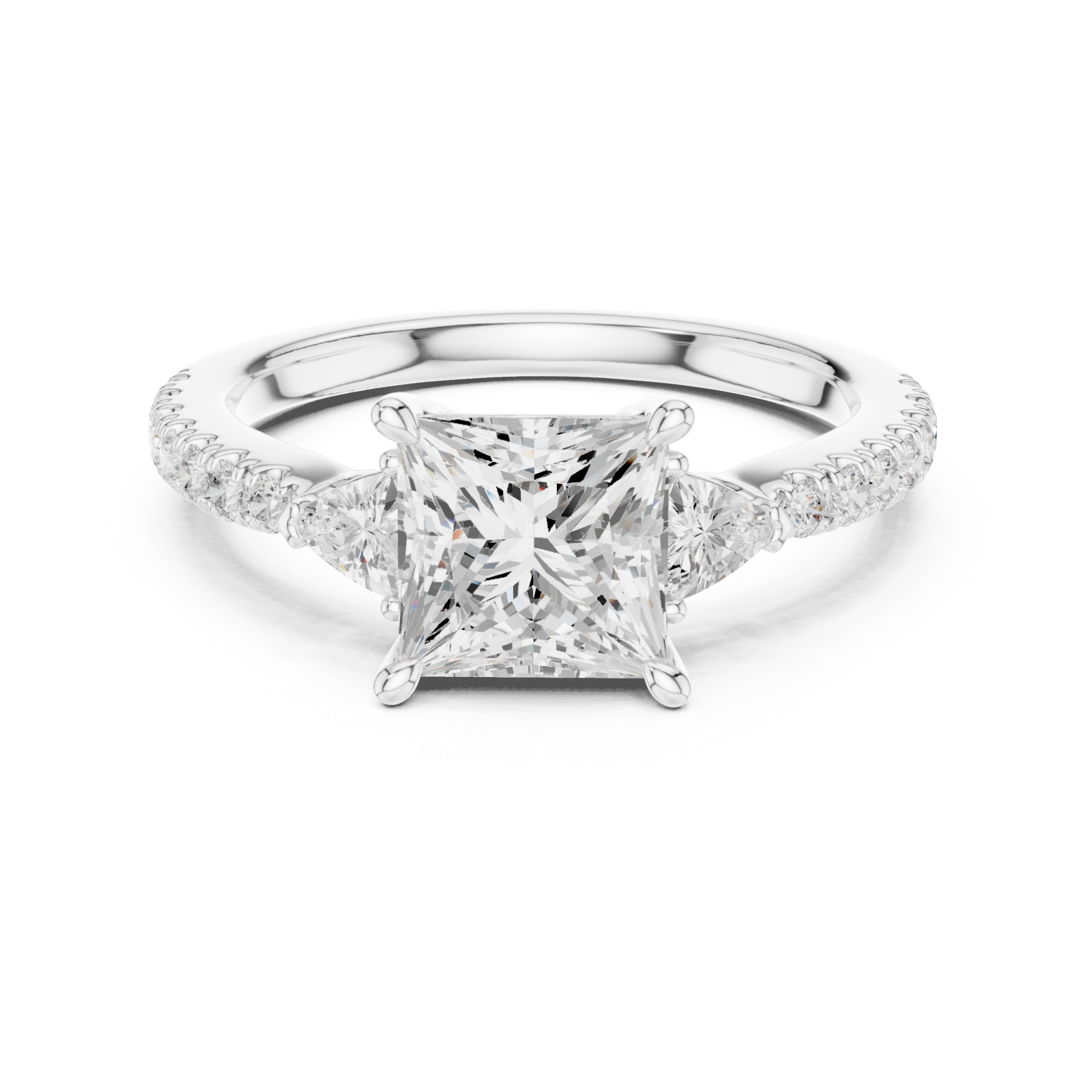  White Gold Opulent Radiance Halo Band Ring Front View