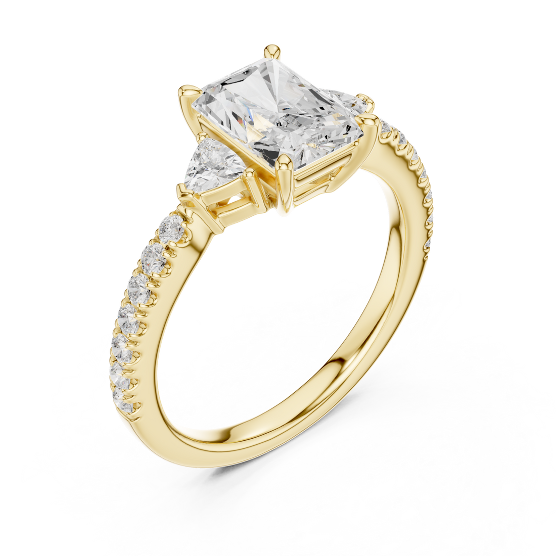 Gold Lustrous Three Stone Promise Band Right View