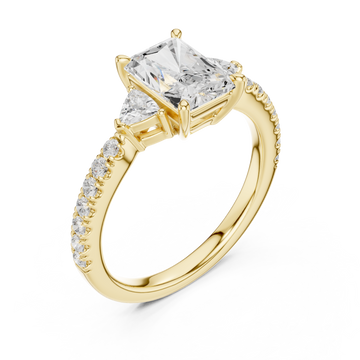 Gold Lustrous Three Stone Promise Band Right View