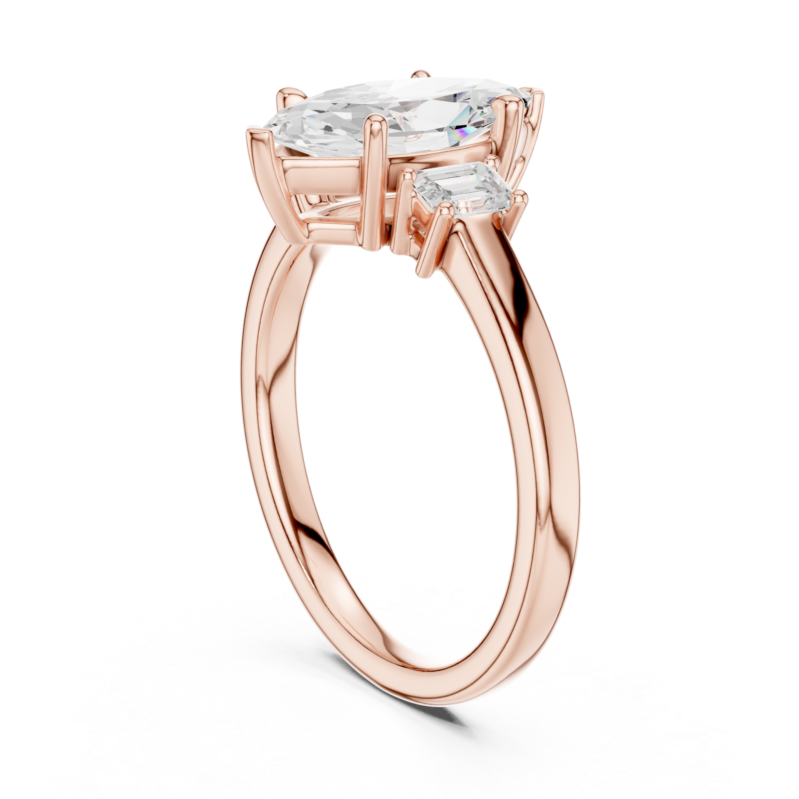  Rose Gold Luminous Marquise Silhouette Ring Left View