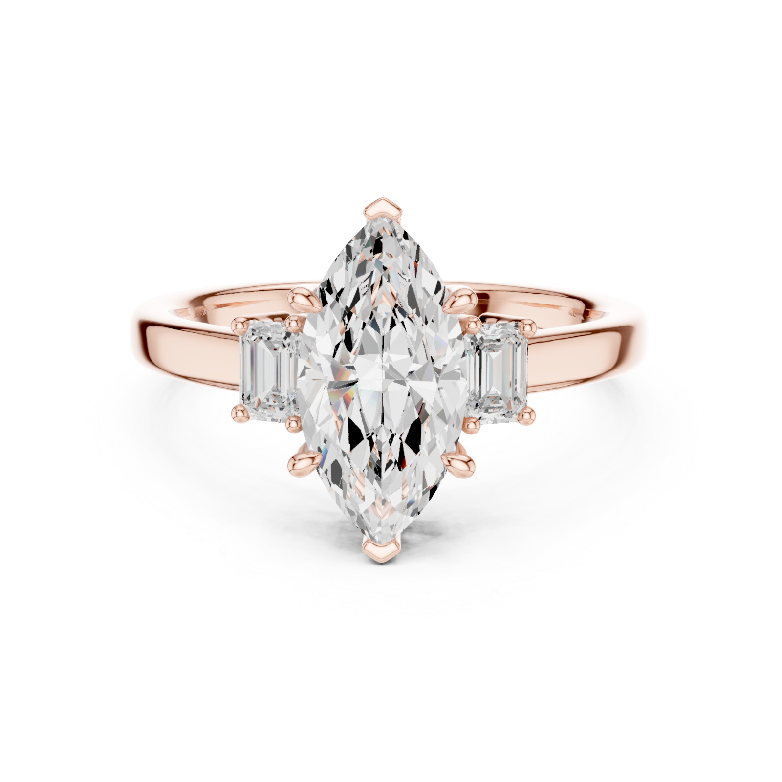  Rose Gold Luminous Marquise Silhouette Ring Front View