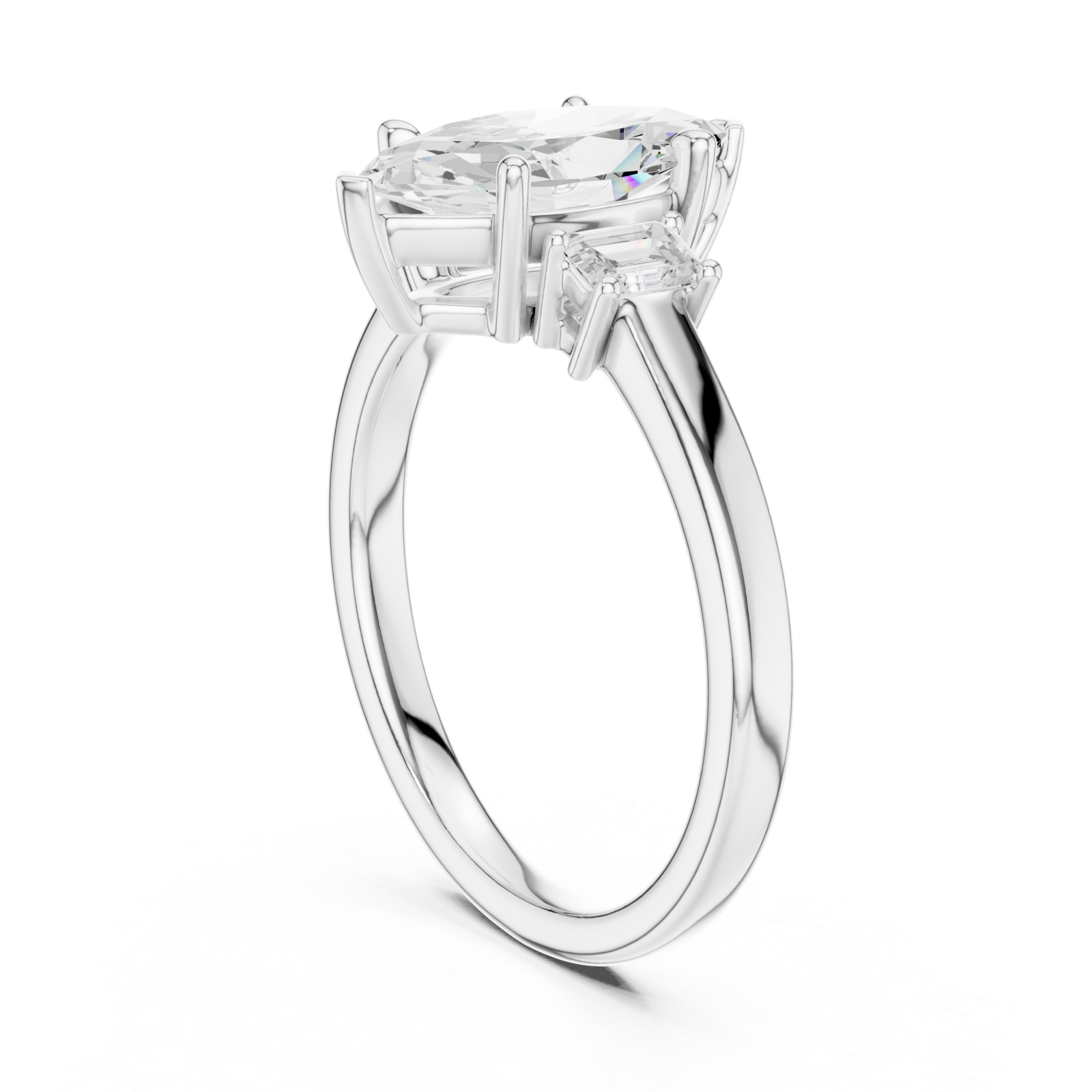  White Gold Luminous Marquise Silhouette Ring Left View