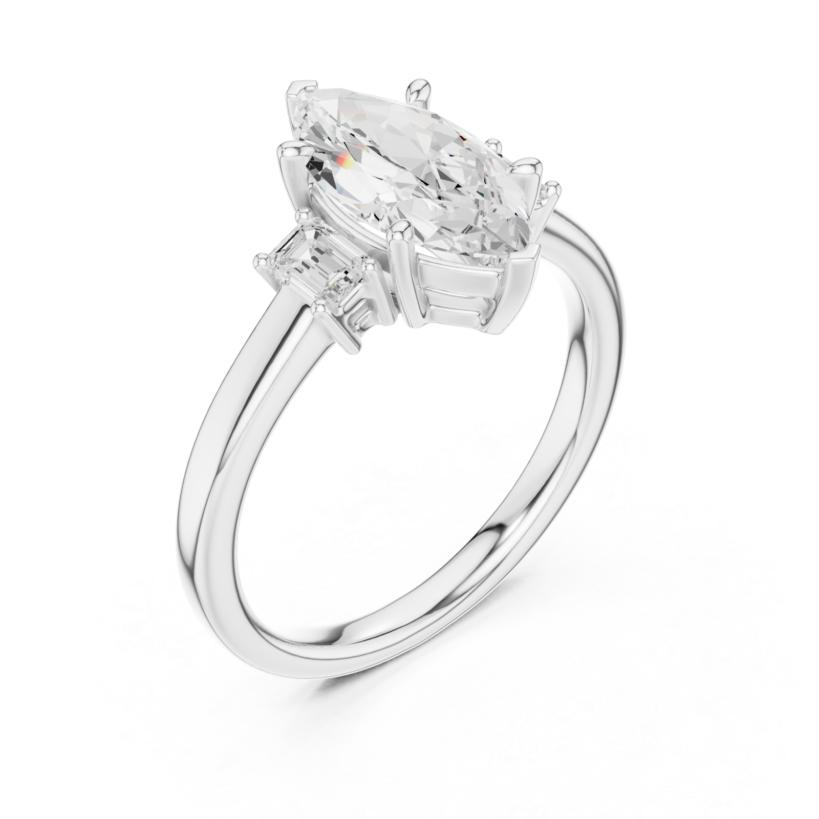  White Gold Luminous Marquise Silhouette Ring Right View