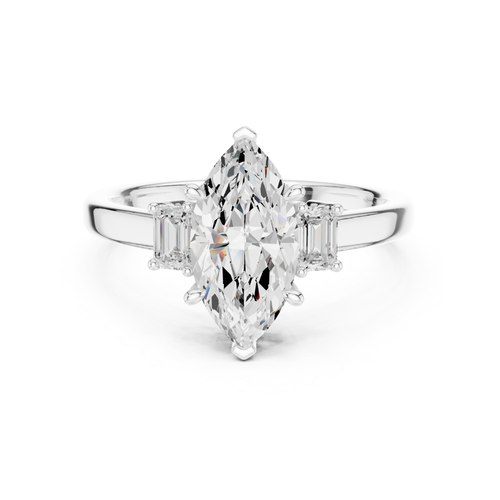  White Gold Luminous Marquise Silhouette Ring Front View
