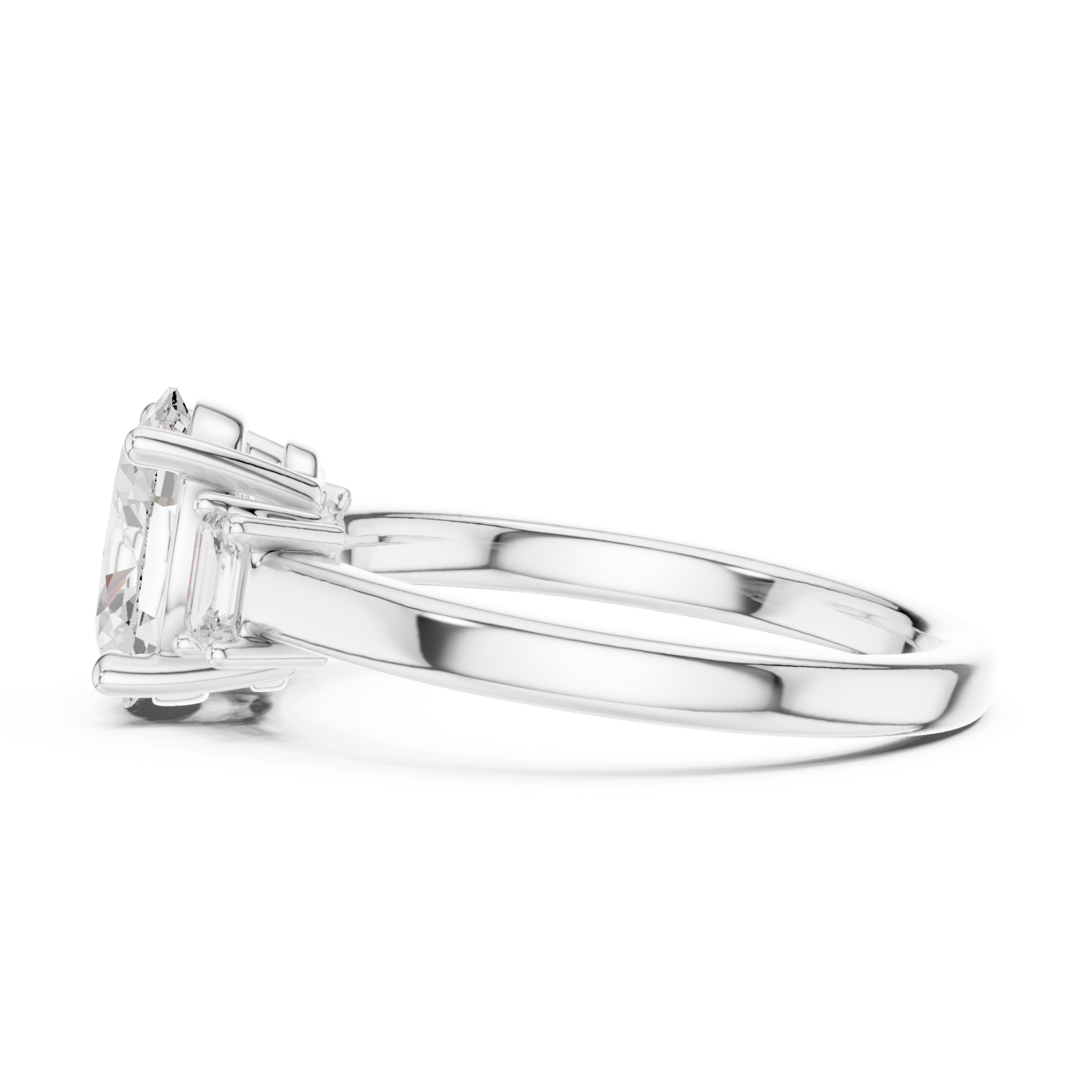  White Gold Radiant Oval Accent Ring Side View