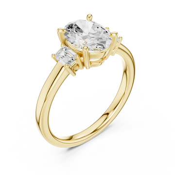 Gold Radiant Oval Accent Ring Right View