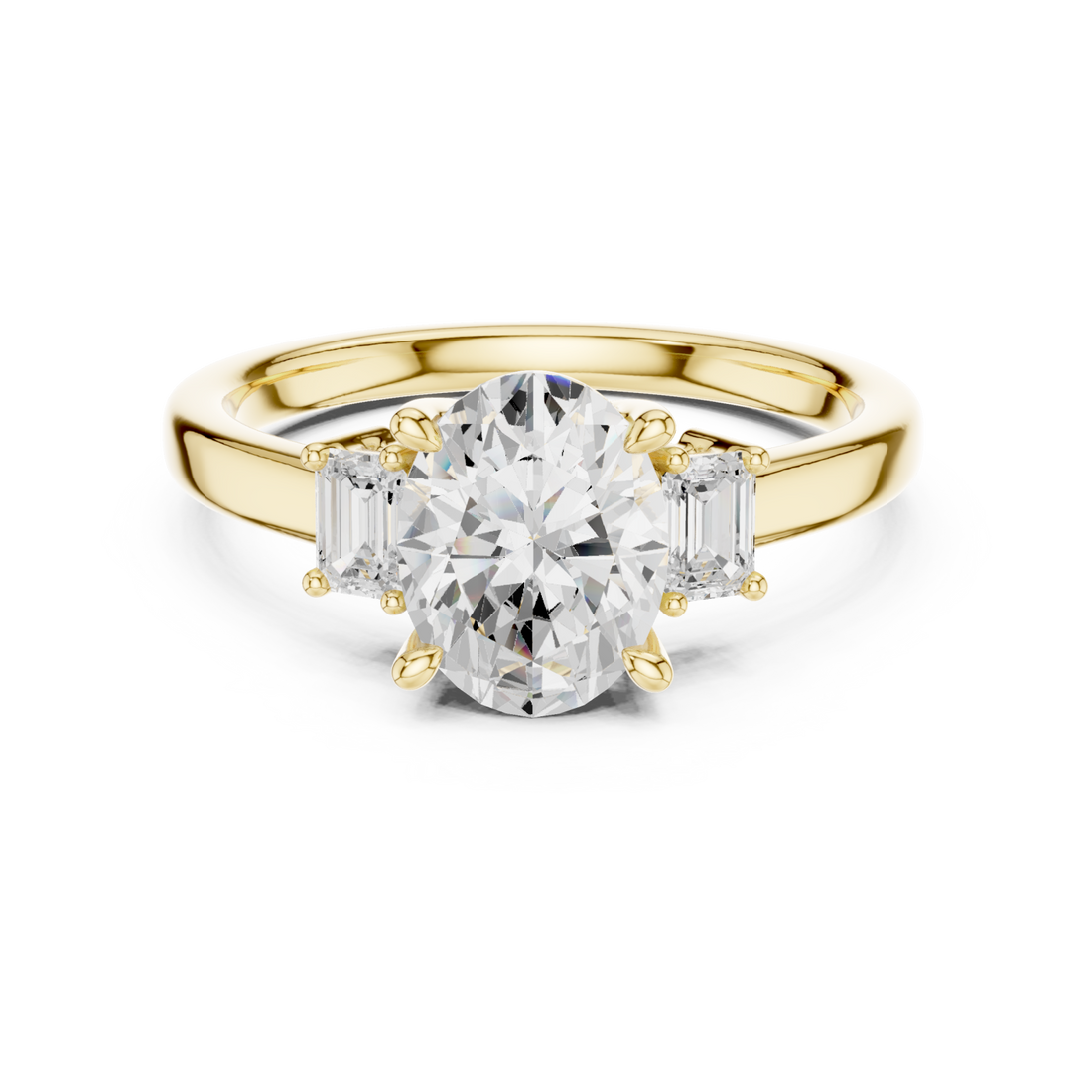 Gold Radiant Oval Accent Ring Right View