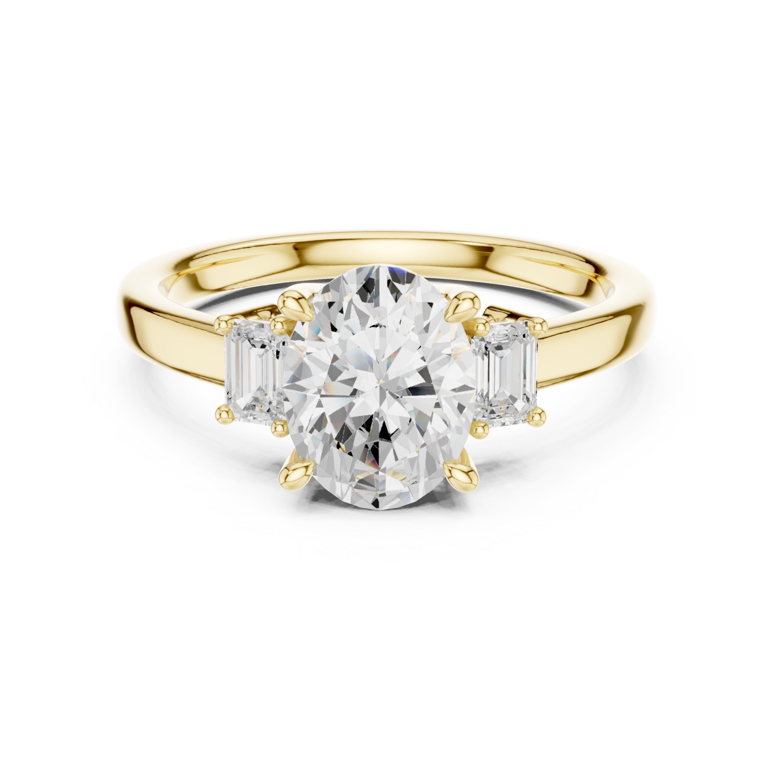  Gold Radiant Oval Accent Ring Front View