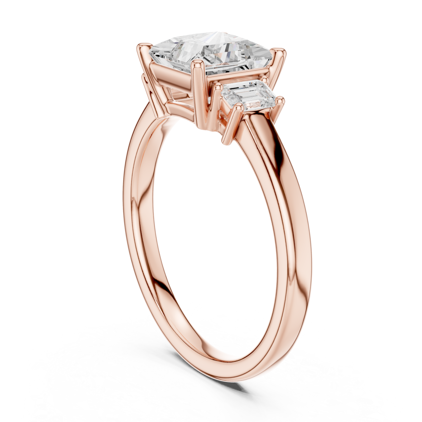  Rose Gold Radiant Splendor Solitaire Ring Left View