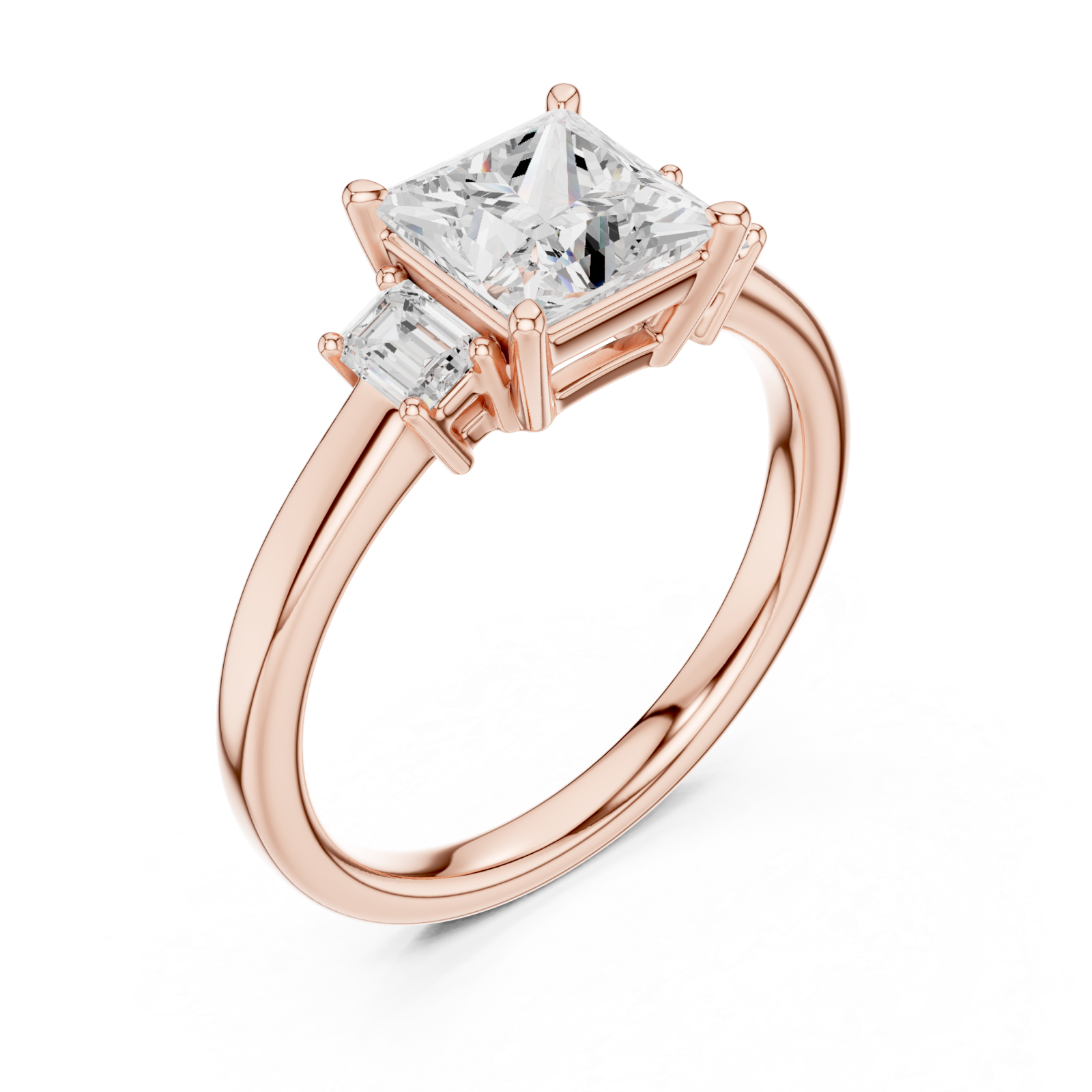  Rose Gold Radiant Splendor Solitaire Ring Right View