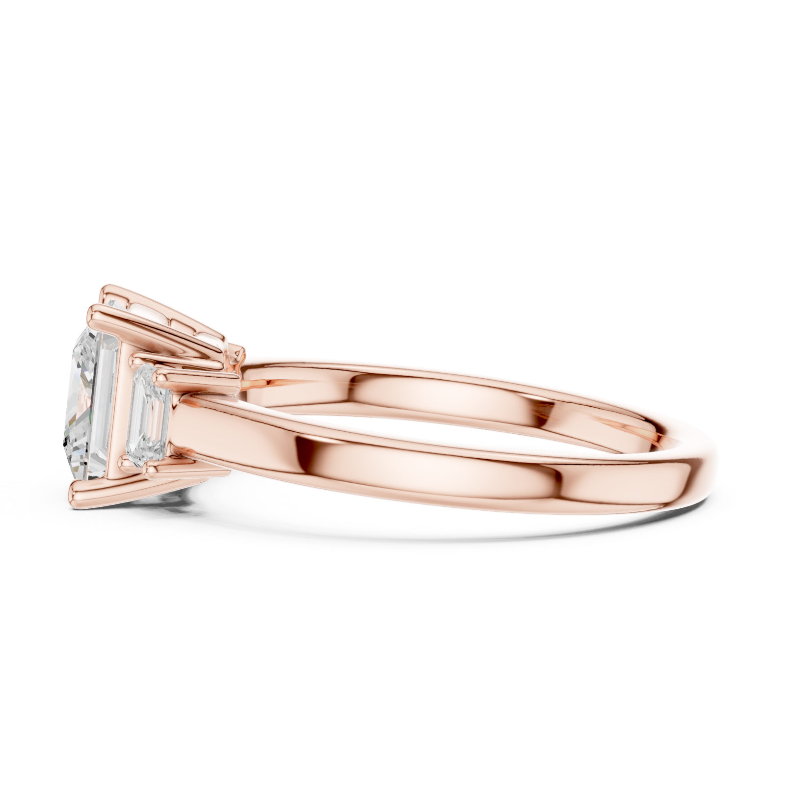  Rose Gold Radiant Splendor Solitaire Ring Side View