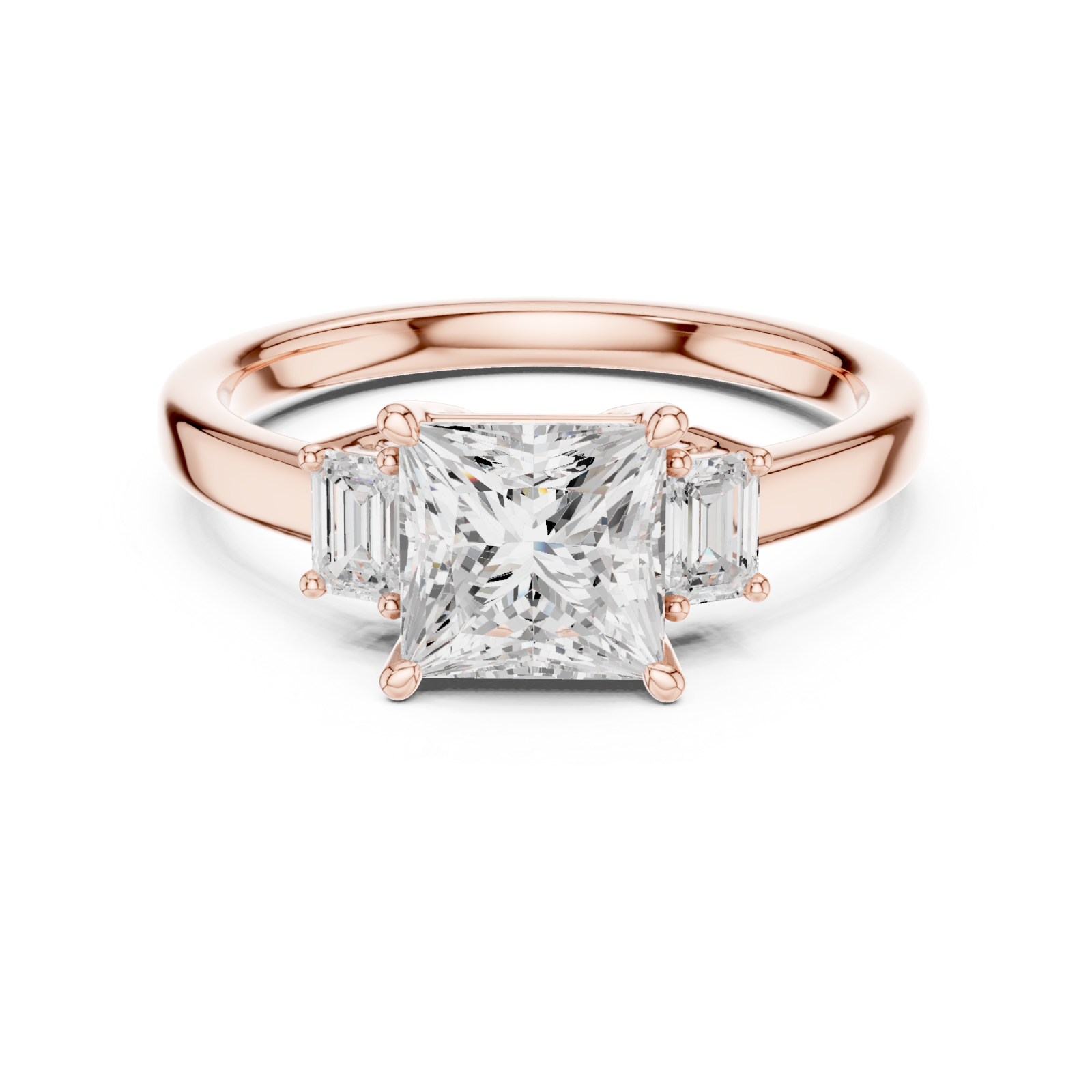  Rose Gold Radiant Splendor Solitaire Ring Front View