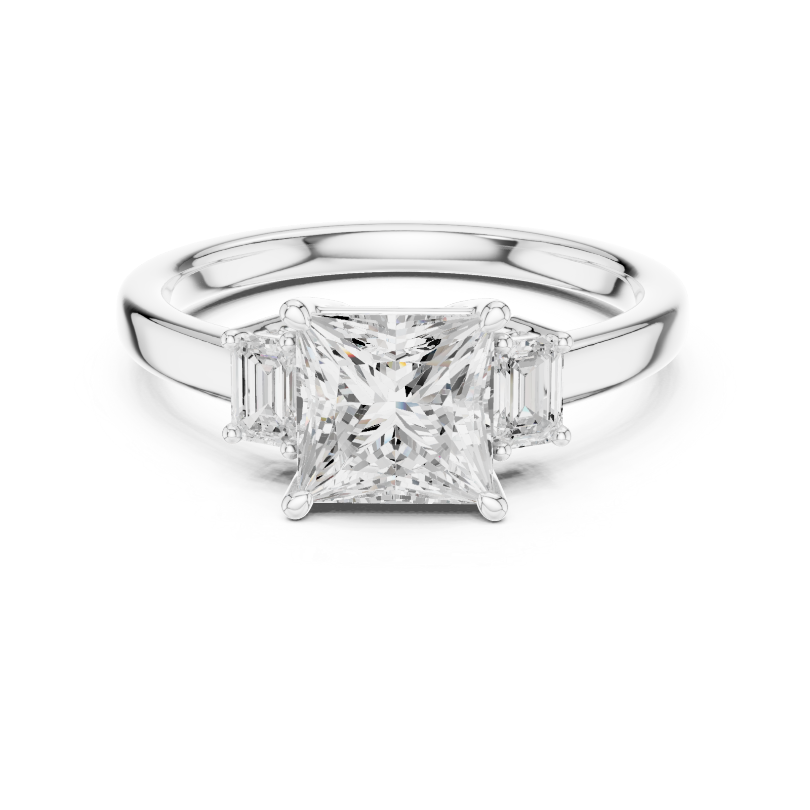  White Gold Radiant Splendor Solitaire Ring Front View
