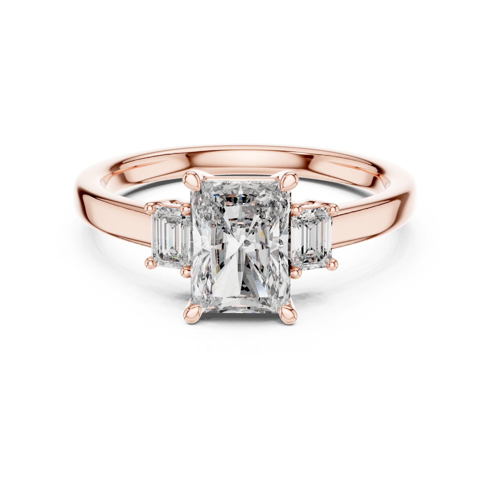  Rose Gold Secret Garden Majesty Radiant Engagement Ring Front View