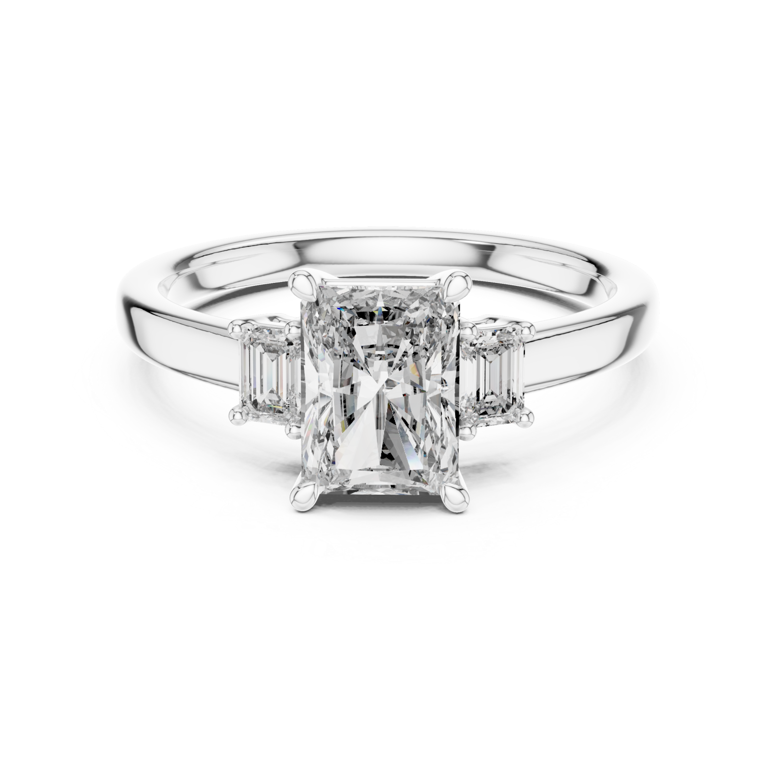  White Gold Secret Garden Majesty Radiant Engagement Ring Front View