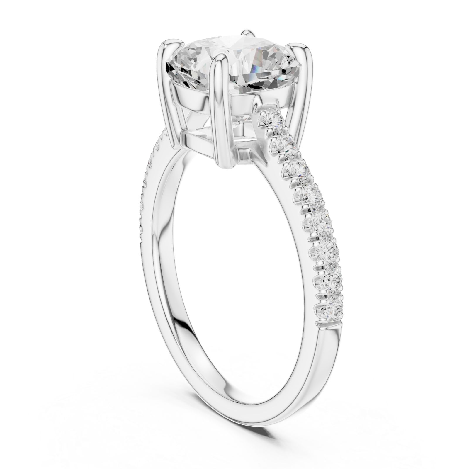  White Gold Radiant Luxe Cushion Elegance Ring Left View