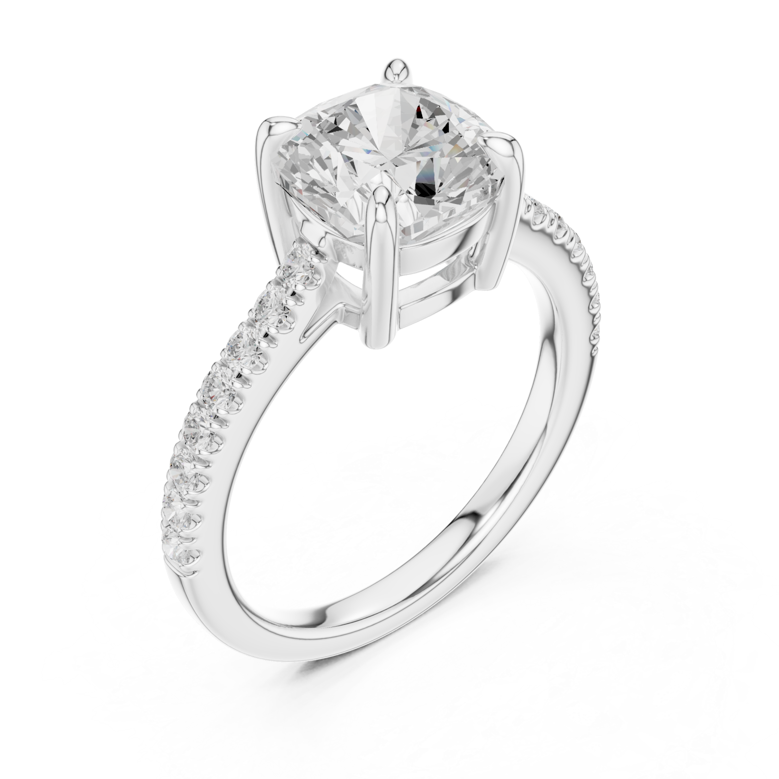  White Gold Radiant Luxe Cushion Elegance Ring Right View