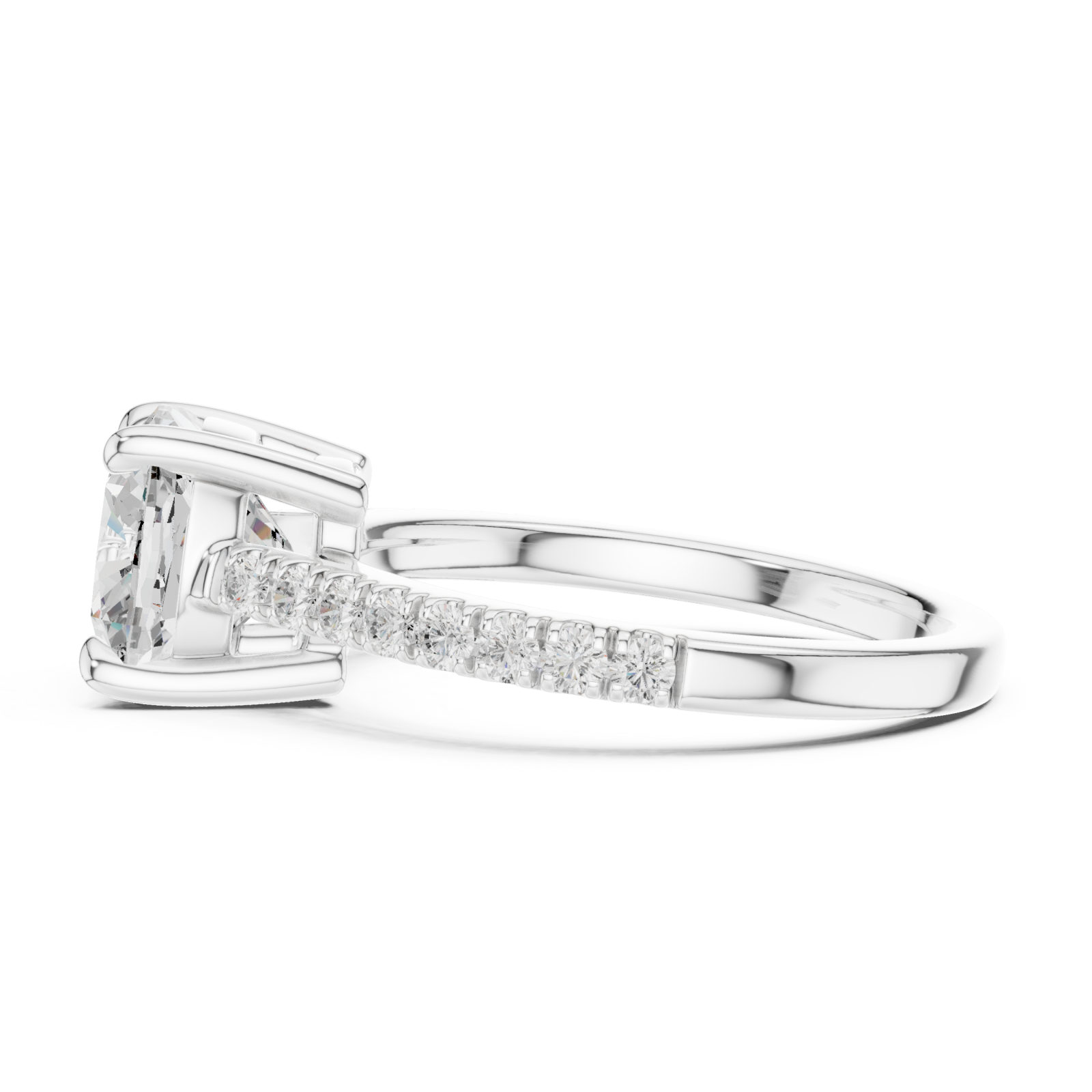  White Gold Radiant Luxe Cushion Elegance Ring Side View