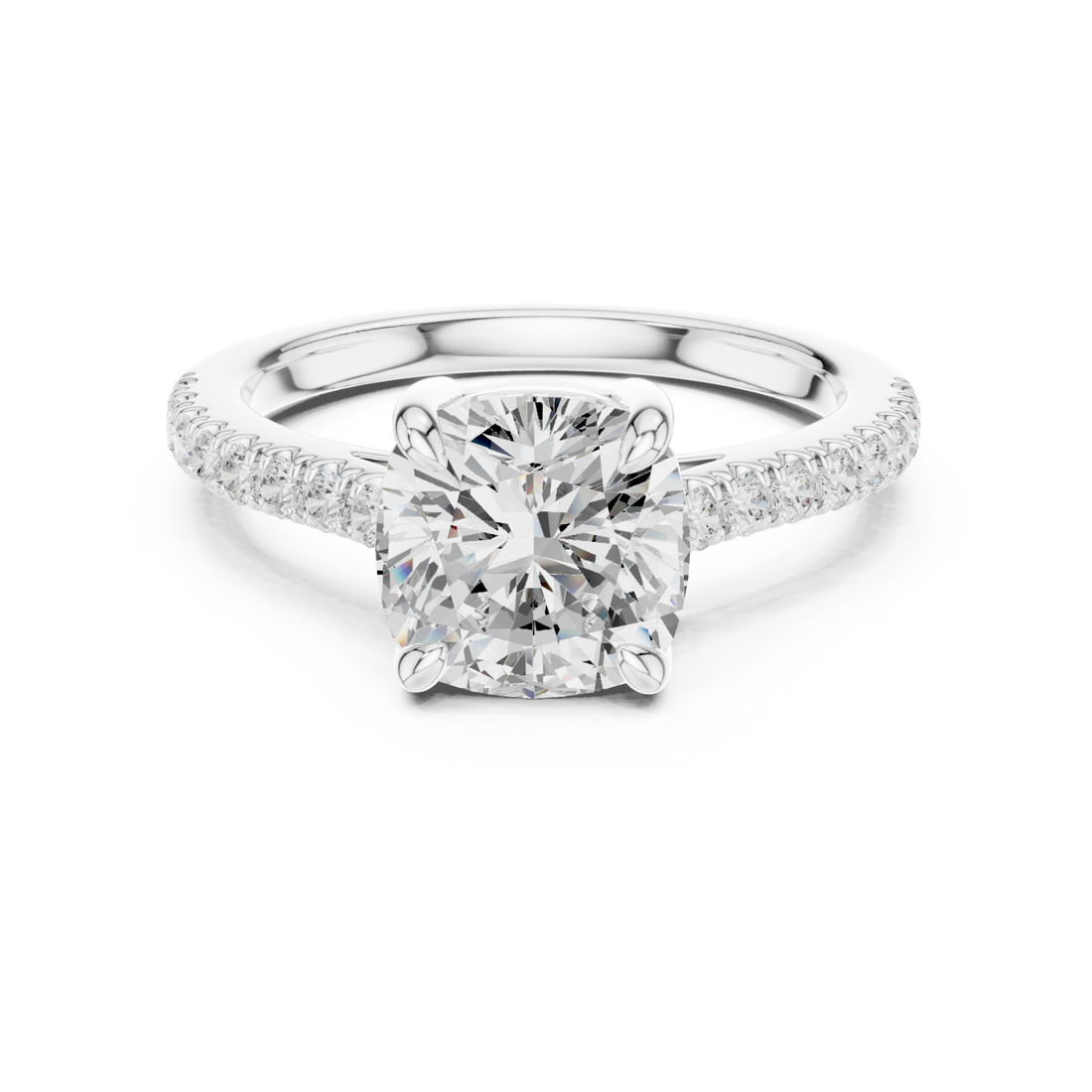  White Gold Radiant Luxe Cushion Elegance Ring Right View