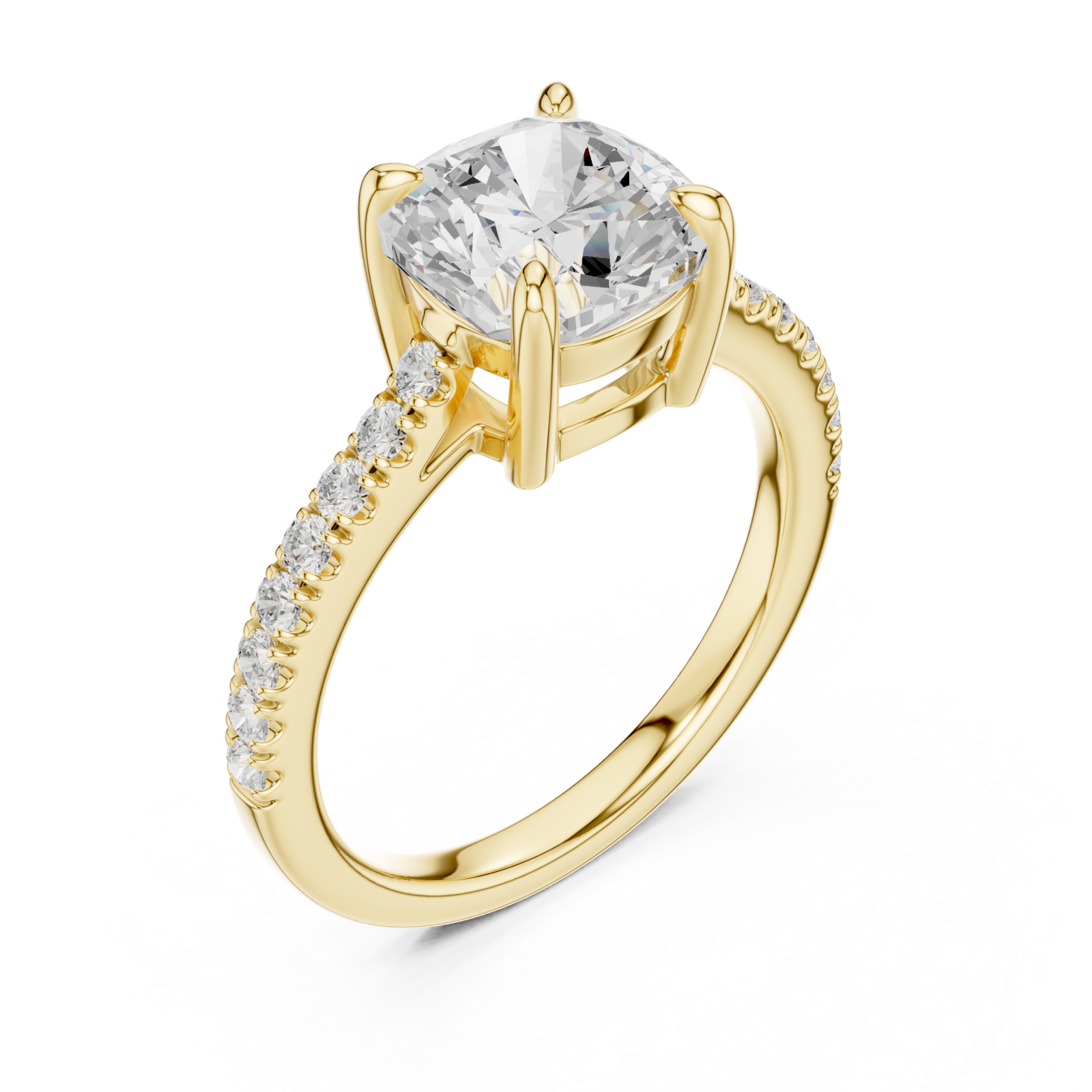 Gold Radiant Luxe Cushion Elegance Ring Right View
