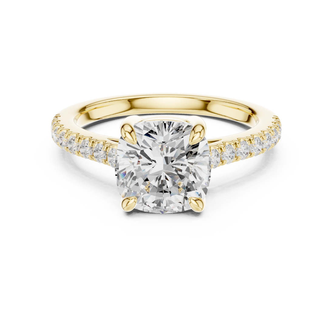 Gold Radiant Luxe Cushion Elegance Ring Right View