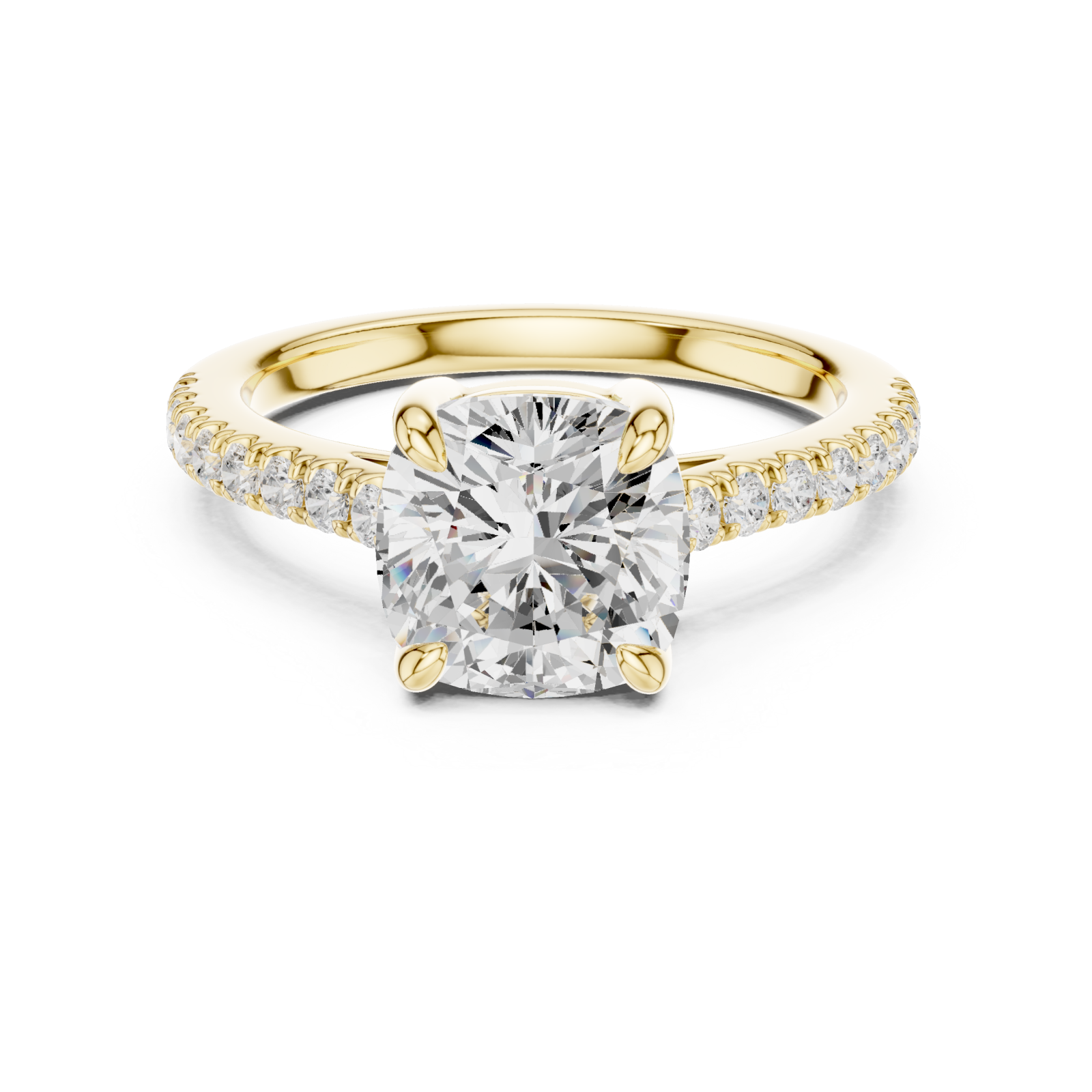  Gold Radiant Luxe Cushion Elegance Ring Front View